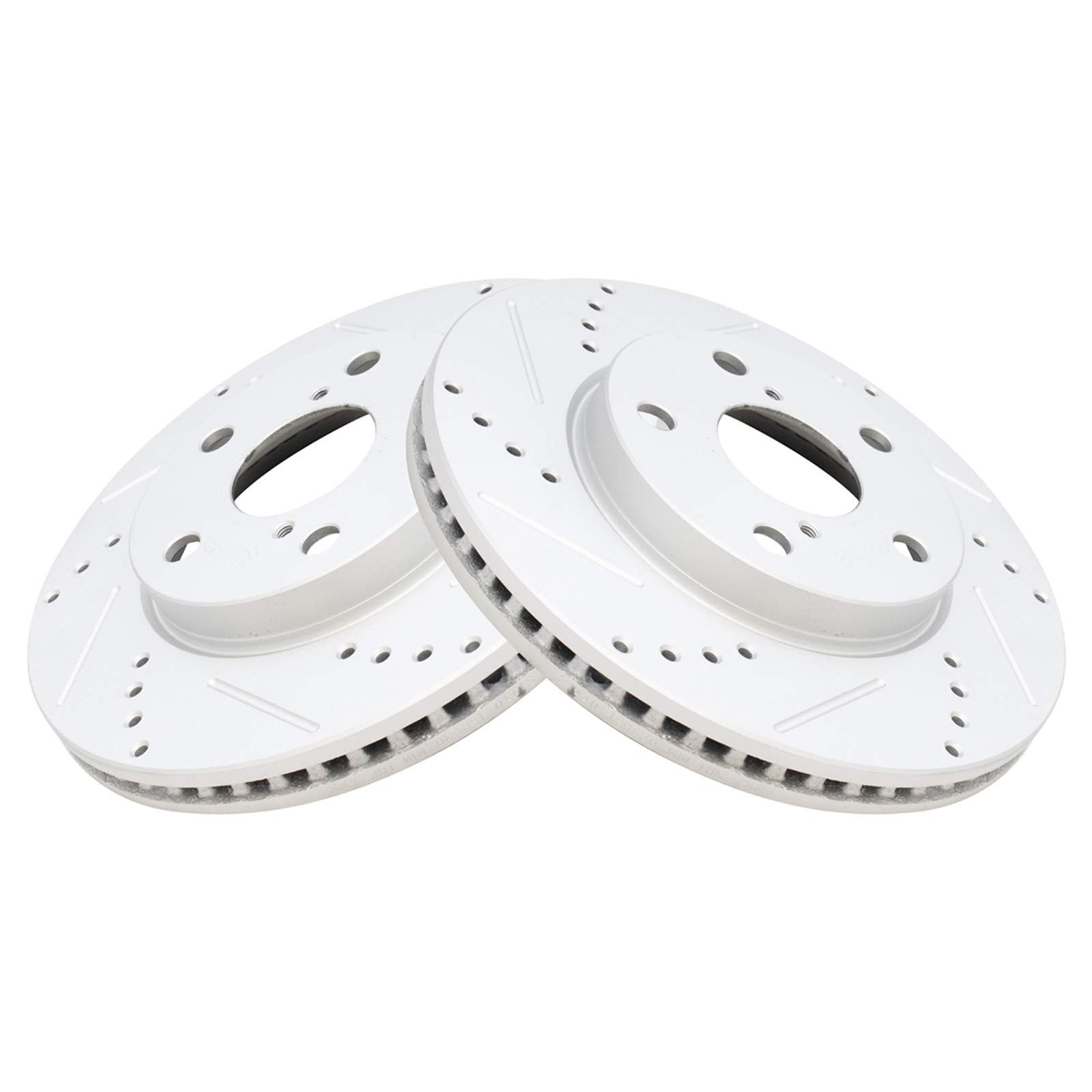 Trq Front Performance Brake Rotors Set Premium G-Coated Cross Drilled & Slotted Compatible With 2010-2012 Lexus Hs250H 2008-2015