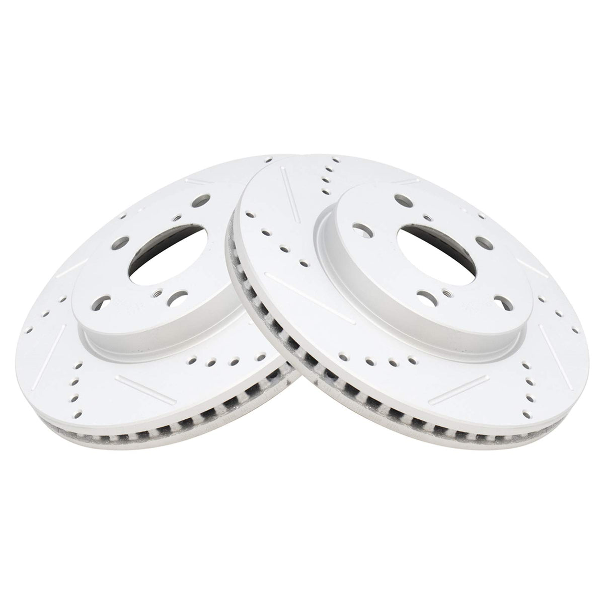 Trq Front Performance Brake Rotors Set Premium G-Coated Cross Drilled & Slotted Compatible With 2010-2012 Lexus Hs250H 2008-2015