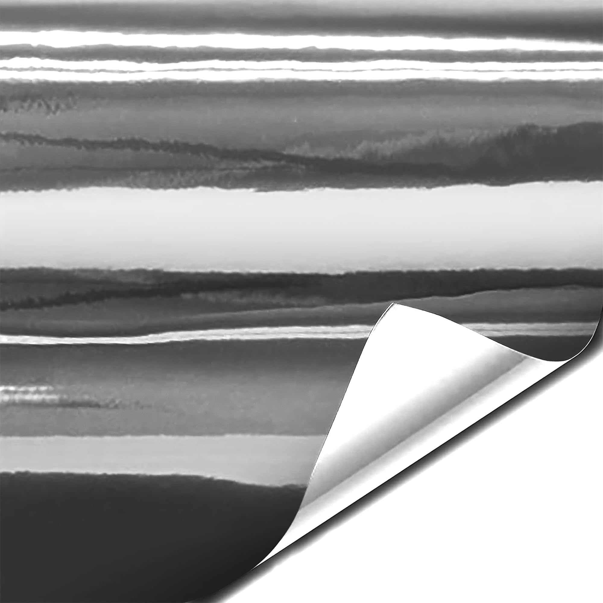 Vvivid Gloss Silver Chrome Air-Release Vinyl Adhesive Tape Roll (12 Inch X 20Ft)
