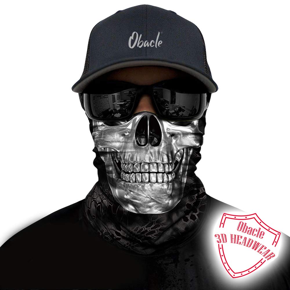 Obacle Half Face Mask Sun Dust Wind Protection Durable Tube Face Mask Bandana Skull Skeleton Face Mask For Men Women Bike Riding