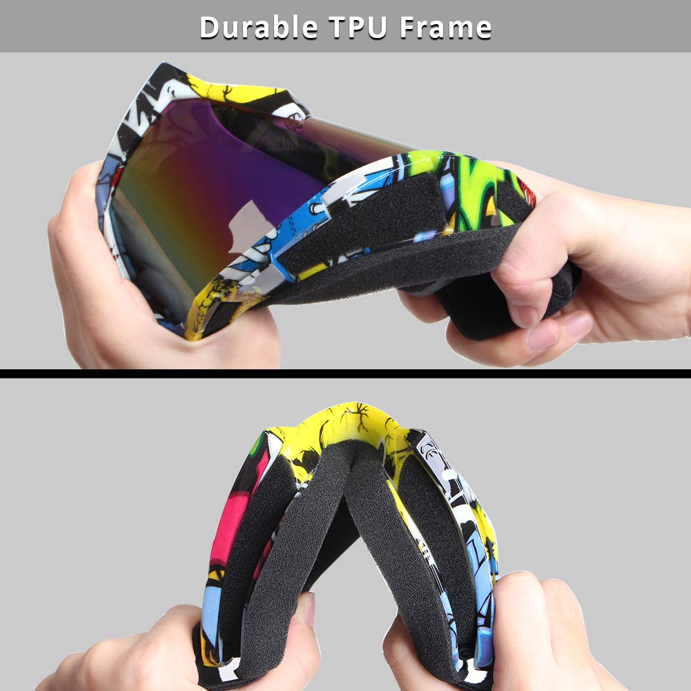 Motorcycle Goggles Atv Goggles Motocross Goggles Windproof Dirt Bike Goggles Dustproof Off Road Goggles Scratch Resistant Skiing