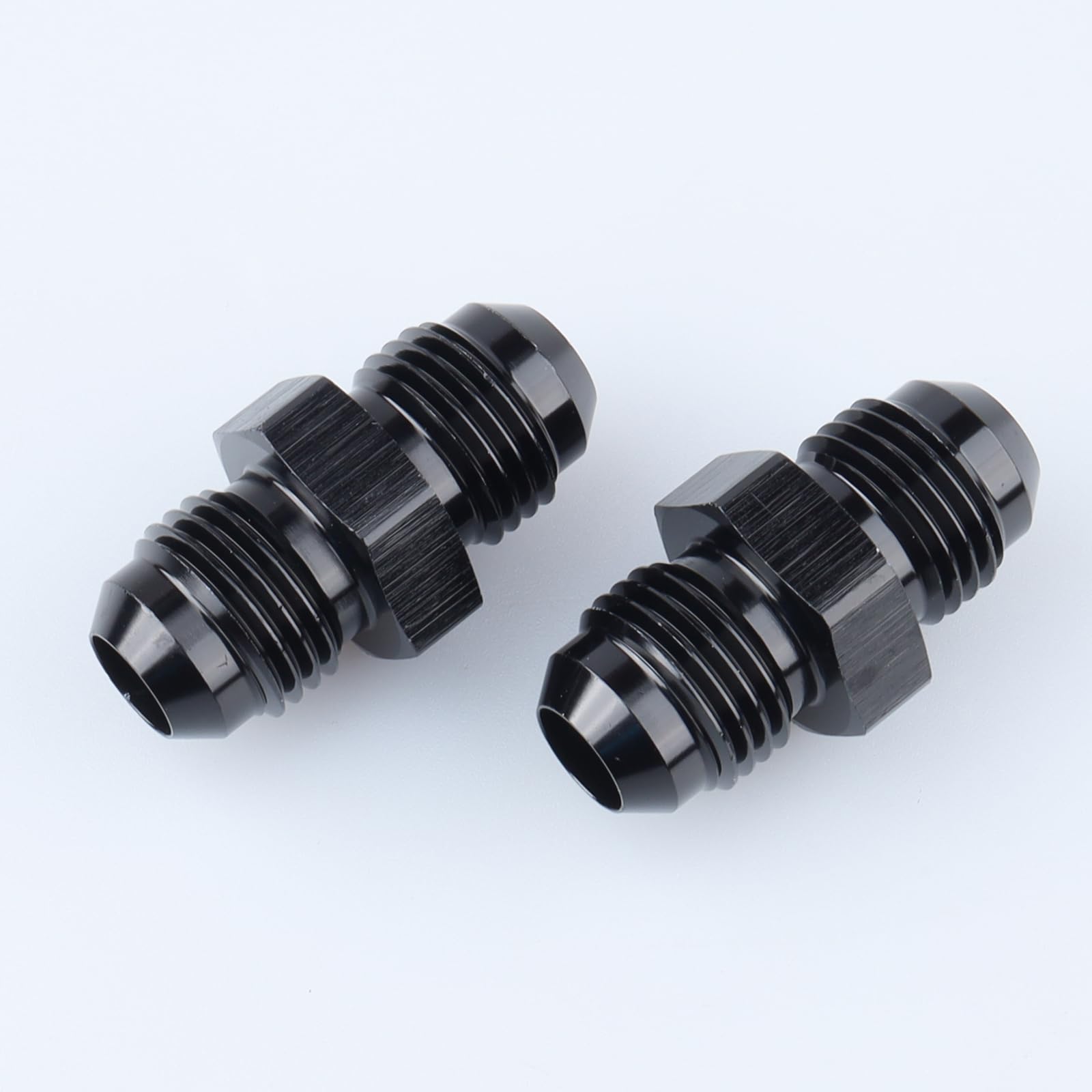 AC PERFORMANCE -6 AN Male Flare to -6 AN Male Coupling Hose Union Fuel Fitting Adapter Aluminum Black, Pack of 2