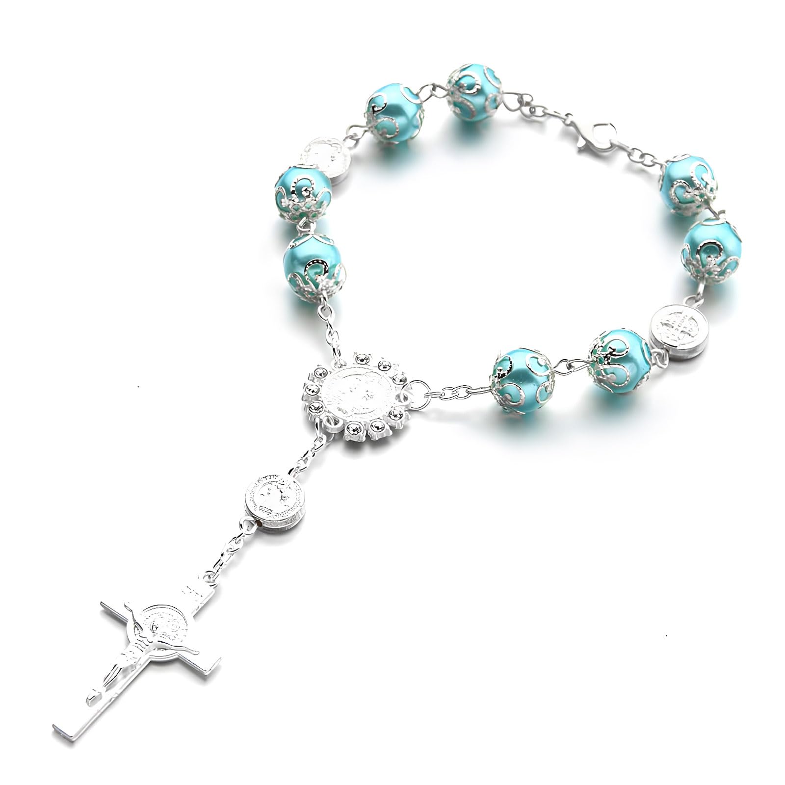 Ziciner 1 PCS Car Rosary for Rearview Mirror, Personalized Blessing Rear View Mirror Hanging Decors, Auto Rearview Mirror Rosary