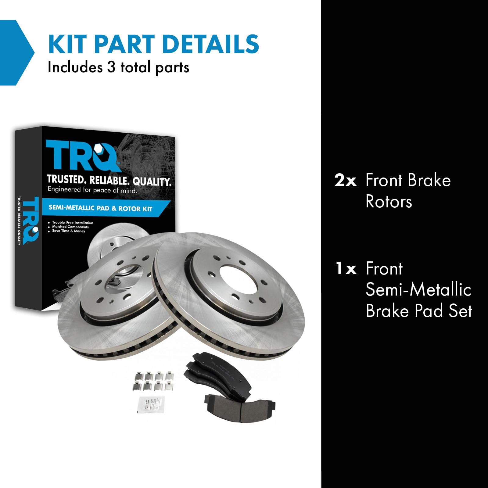 Trq Front Brake Pad & Rotor Kit Brake Pads Brake Rotor Semi-Metallic Vented Compatible With 2018-2020 Ford Expedition F-150 Linc