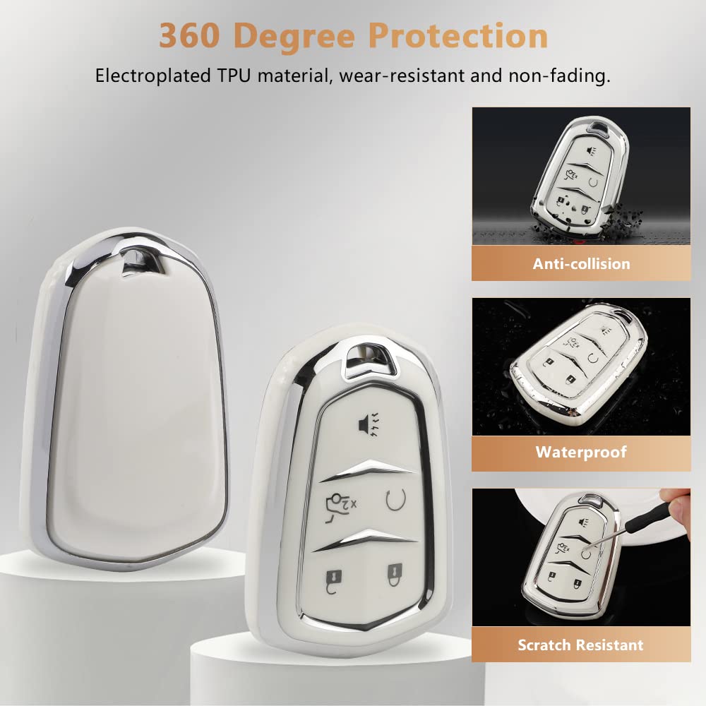 Pifoog Key Fob Cover For Cadillac Srx Cts Ct6 Xts Xt5 Xt6 Xt4 Ats Accessories Tpu 5 Button Keys Case Shell Protecor Glitter Car