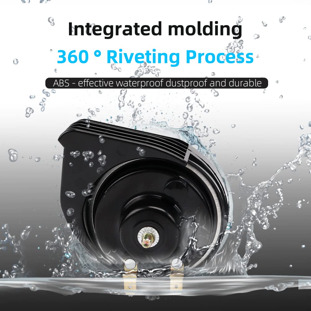 Farbin Compact Horn 12V Waterproof Car Horns Loud Dual-Tone Electric Snail Horn Kit Universal For Any 12V Vehicles