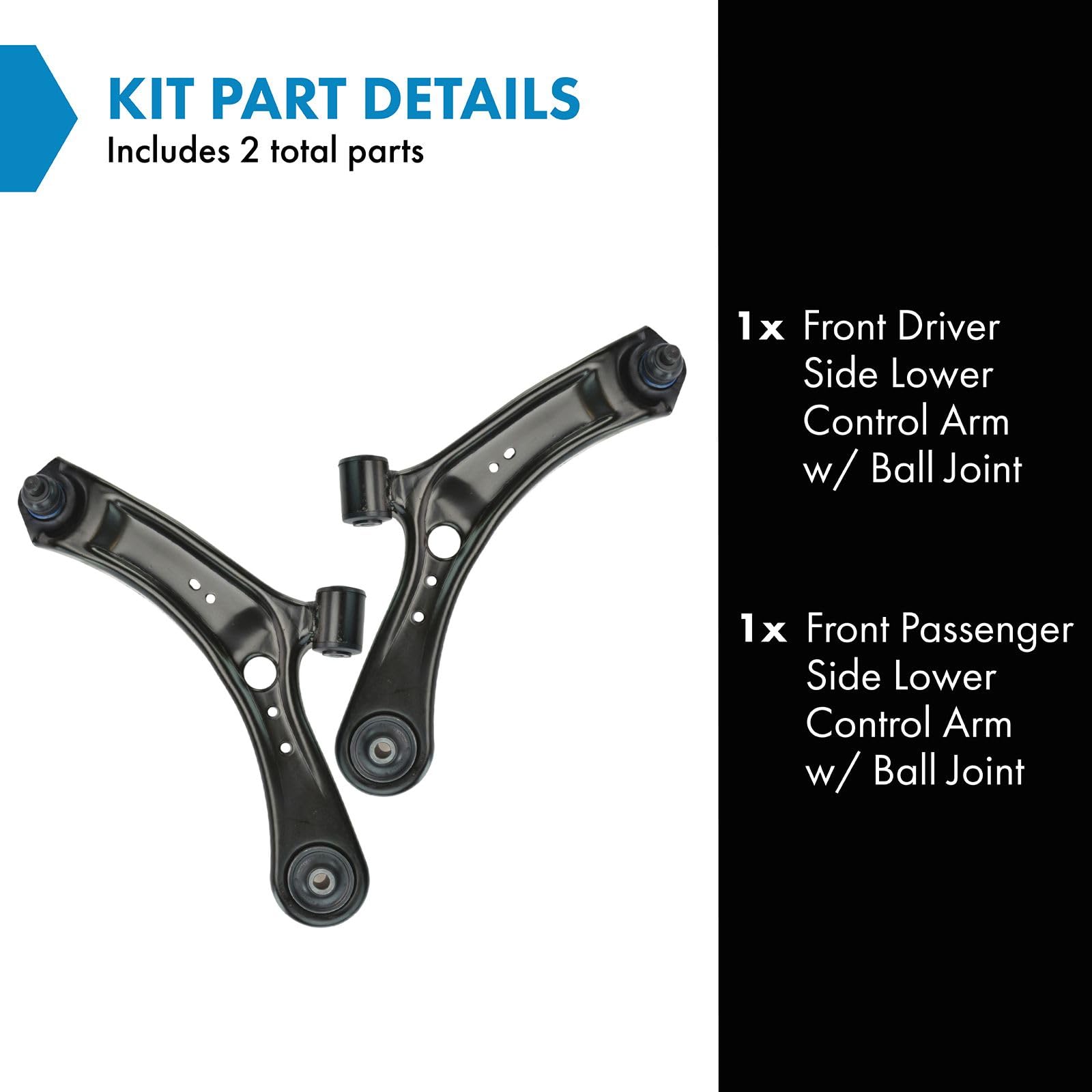 Trq Front Lower Control Arm With Ball Joint Set Compatible With 2007-2013 Suzuki Sx4