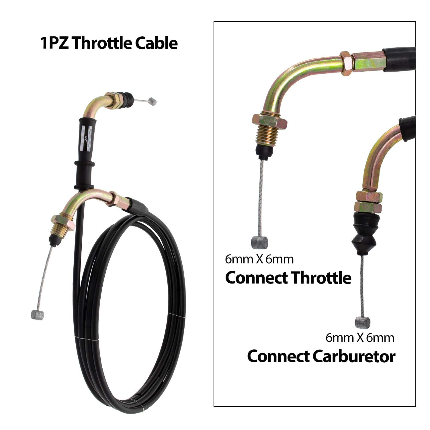 1PZ GS1-S78 Universal Throttle Twist Grip Set with 78'' Scooter Throttle Cable for 50cc 80cc 125cc 150cc GY6 4 Stroke Scooter Mo