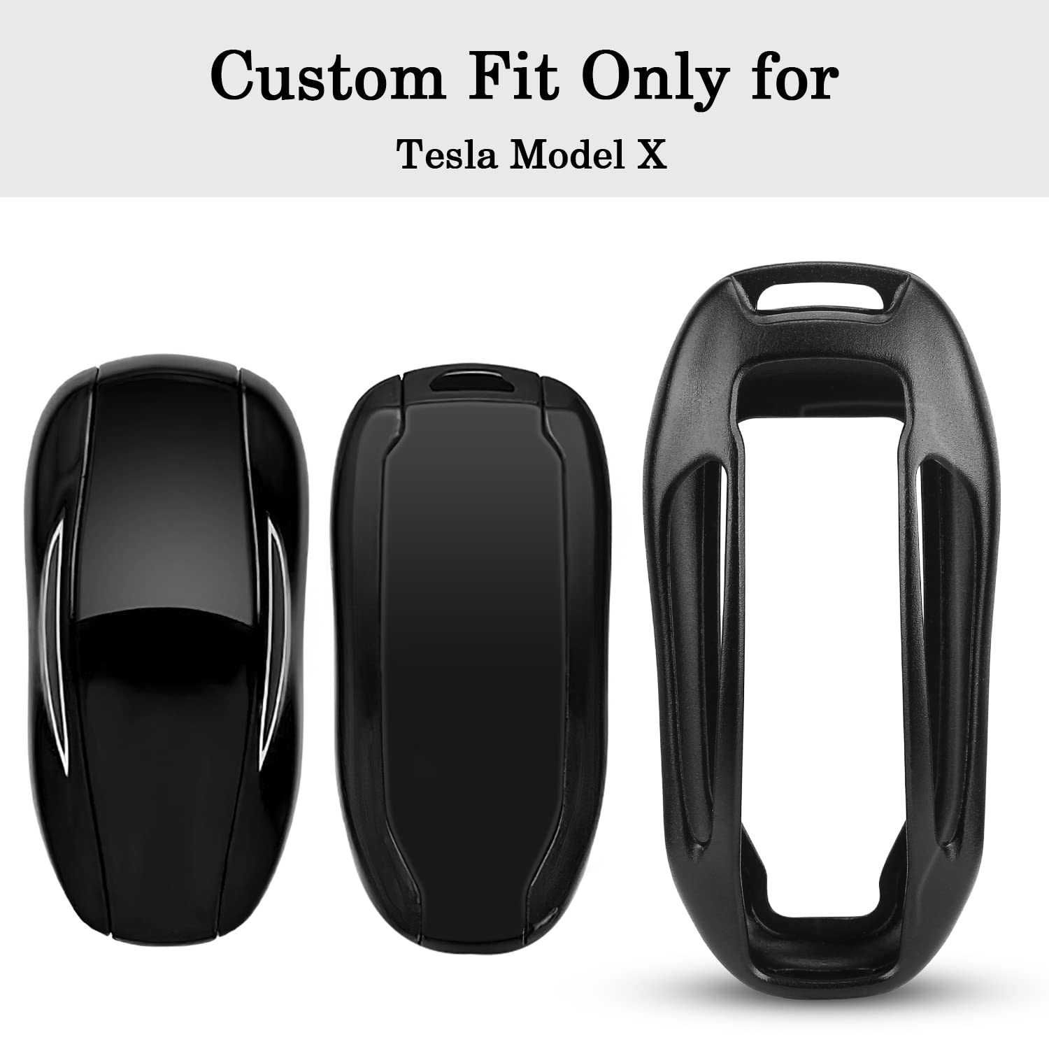 Qbuc For Tesla Key Fob Cover With Keychain Compatible With Tesla Model X Keyless Protection Case Smart Remote Accessories (Black