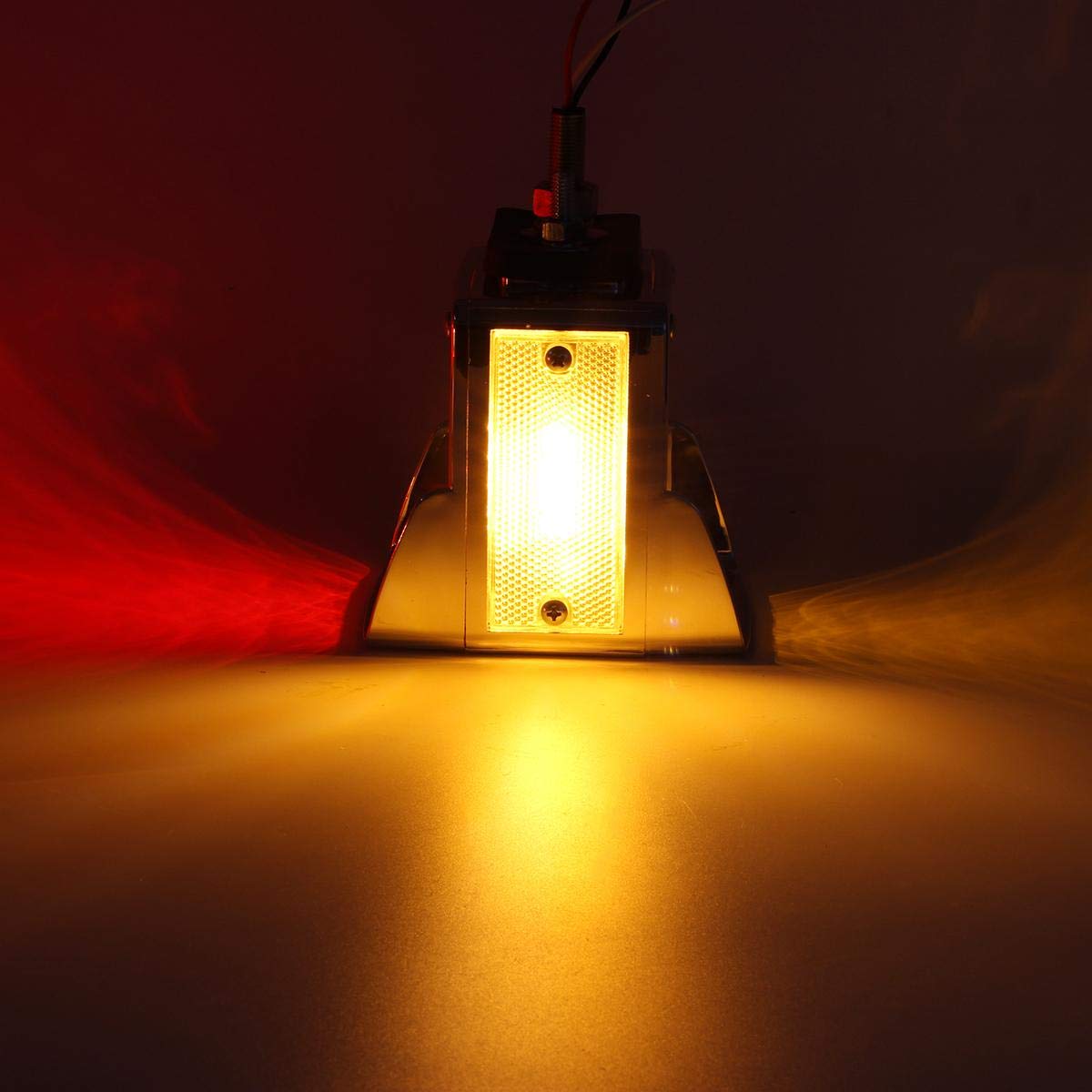 Partsam Double Face Square Led Fender Pedestal Lights Amber/Red 52 Led 3 Studs Mount Truck Trailer Stop Tail Turn Signal Lights