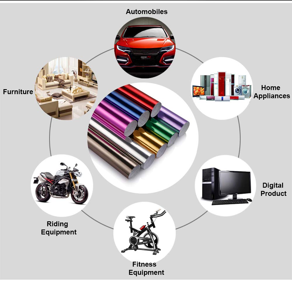 Lzlrun 1Ft X 5Ft Chrome Mirror Gray Vinyl Wrap Adhesive Car Sticker Decal Film