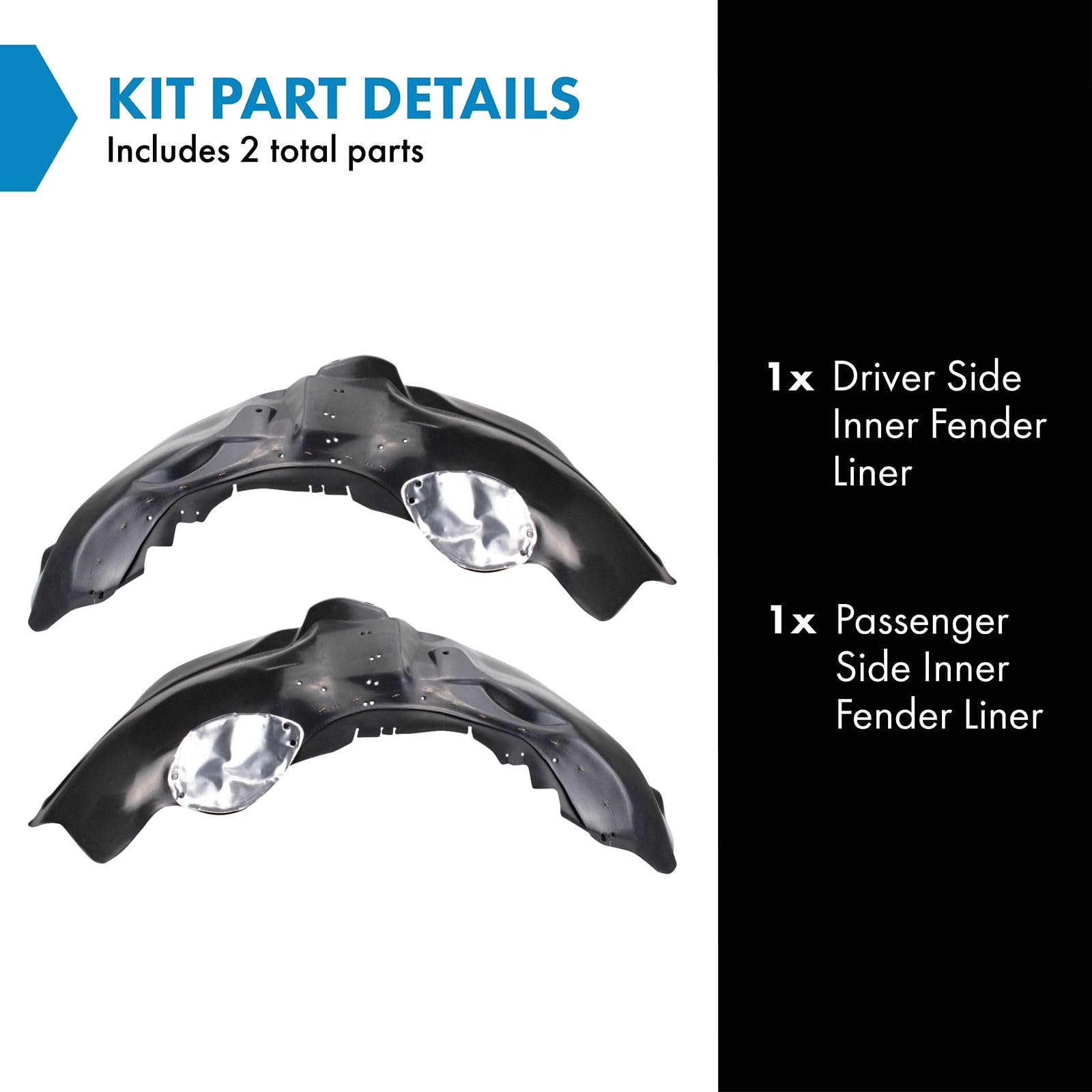 Trq Inner Fender Liner Set Compatible With 2011-2014 Ford F-150 Fo1248155 Fo1249155