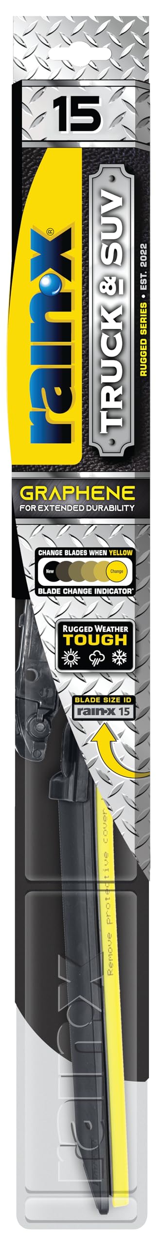 Rain-X 870115 Truck & Suv Rugged Series Premium Wiper Blades, 15 Inch Windshield Wipers (Pack Of 1), Automotive Replacement Wind