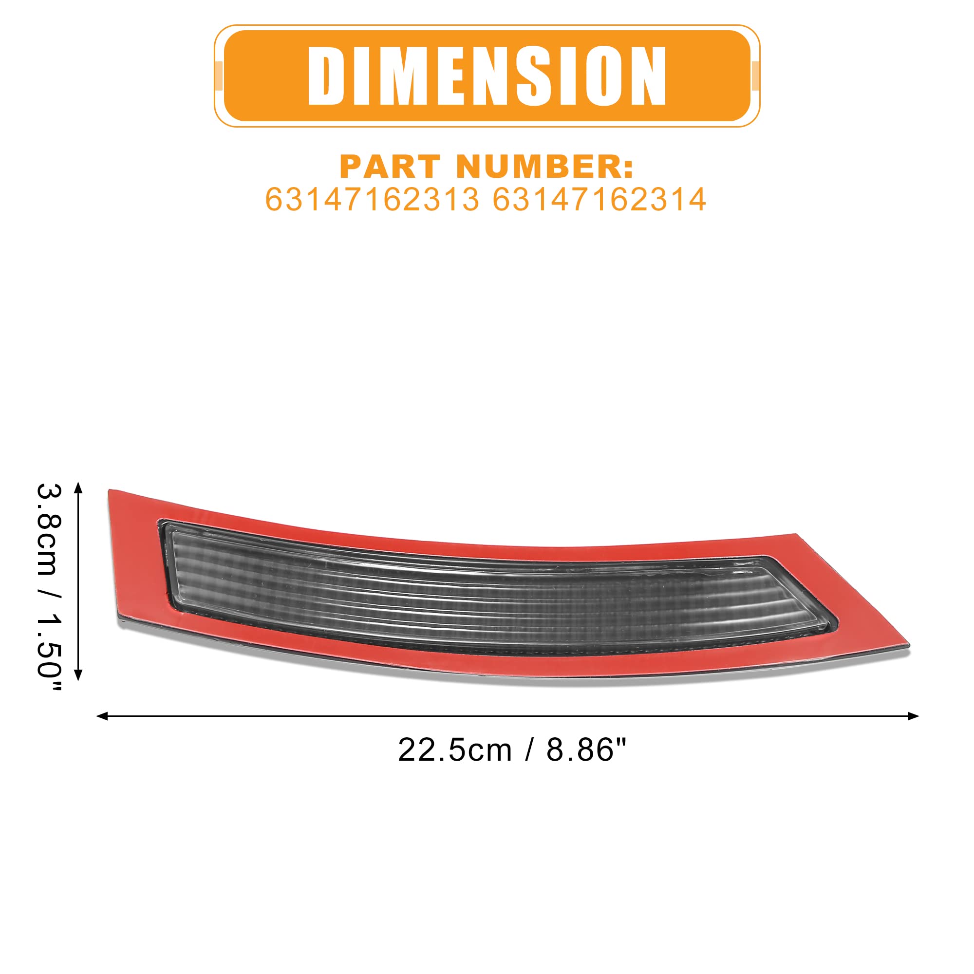 X AUTOHAUX Pair Front Bumper Reflector Side Marker 63147162313 63147162314 for BMW E92 E93 2007 2008 2009 2010 2011 2012 Replace