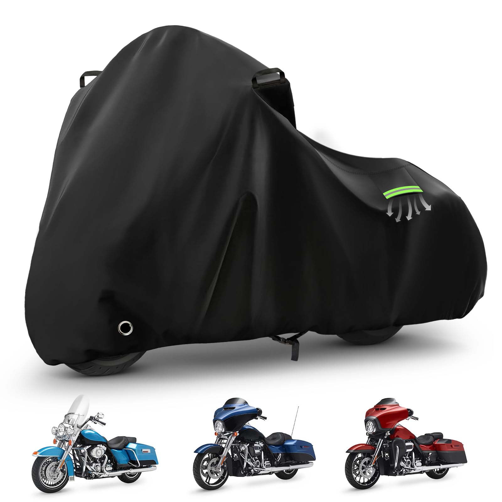 Motorcycle Cover Waterproof for Touring Models Road King/Road Glide/Street Glide/Electra Glide, Heavy Duty Sun UV Rain Snow Outd