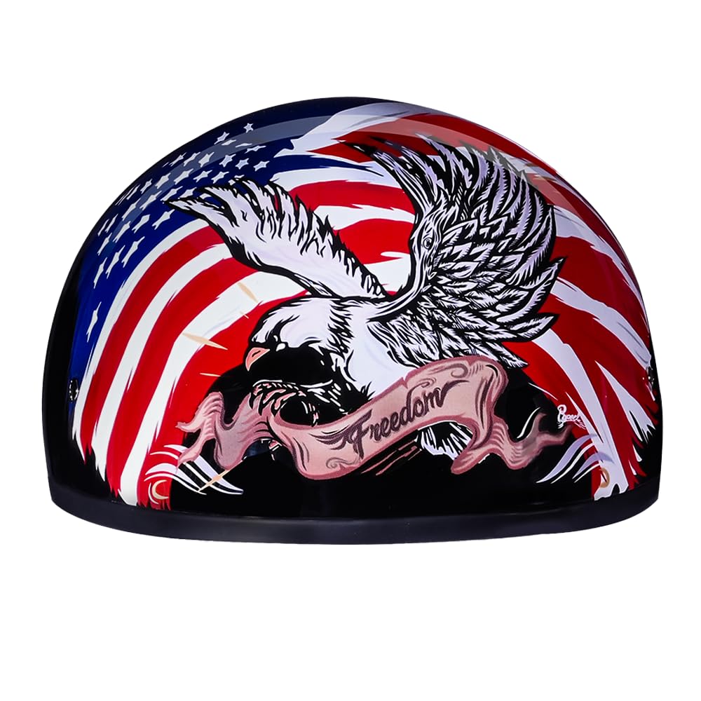 Daytona Helmets Motorcycle Half Face Helmet - Dot Approved Skull Cap Motorcycle Helmet For Men - Patriotic Eagle Usa Graphics Be