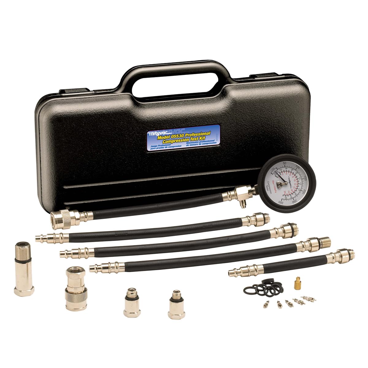 Mityvac MV5530 Engine Compression Test Kit, Manual Pressure Release, 2-3/4 in. Bourdon Tube Gauge, Quick-Disconnect Coupler, Inc