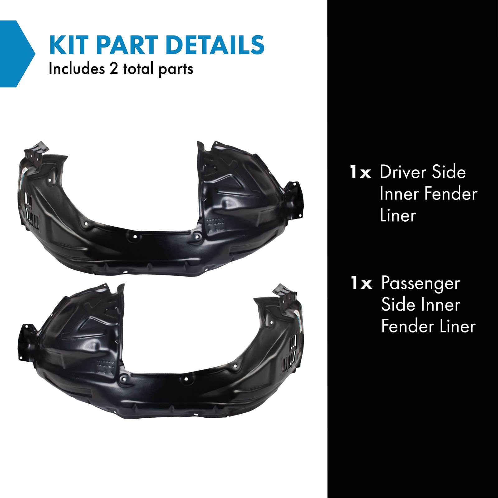 Trq Inner Fender Liner Set Compatible With 2011-2014 Nissan Murano Ni1248127 Ni1249127