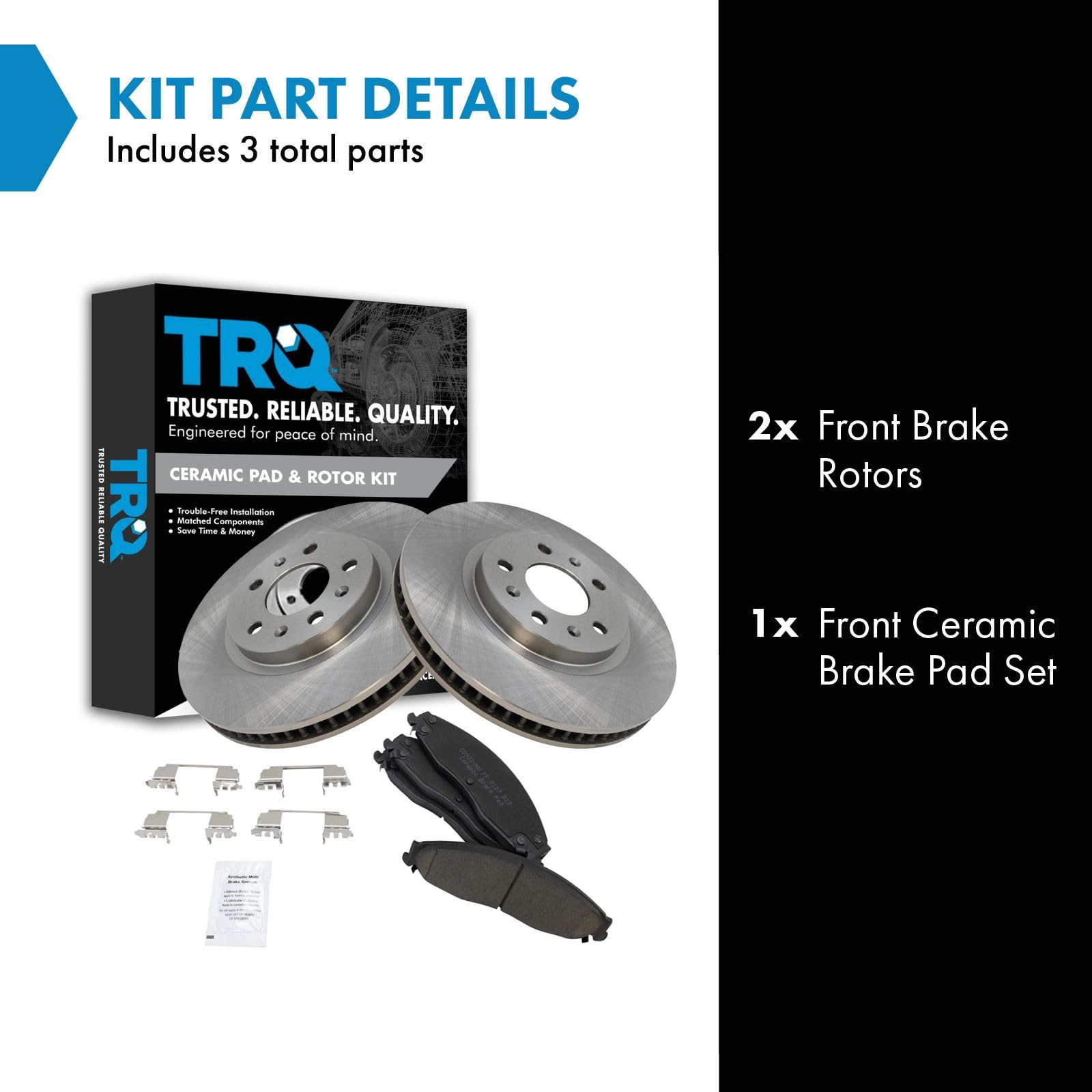 Trq Front Brake Pad & Rotor Kit Brake Pads Brake Rotor Ceramic Compatible With 2003-2007 Cadillac Cts