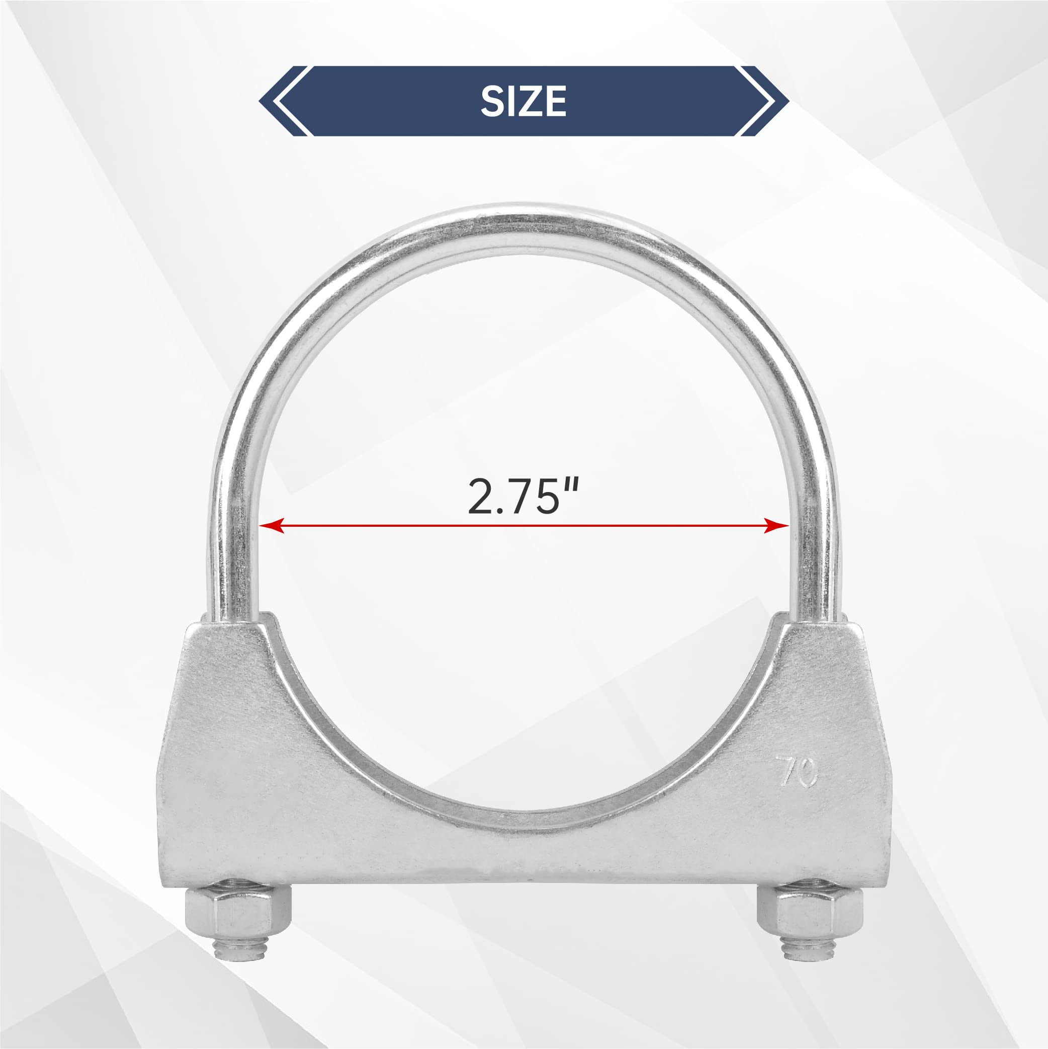 Batoneco 2.75'' U Bolt Clamp, Muffler Exhaust Clamps,2-3/4 Inch Saddle Style Heavy Duty Mild Steel(2-Pack)