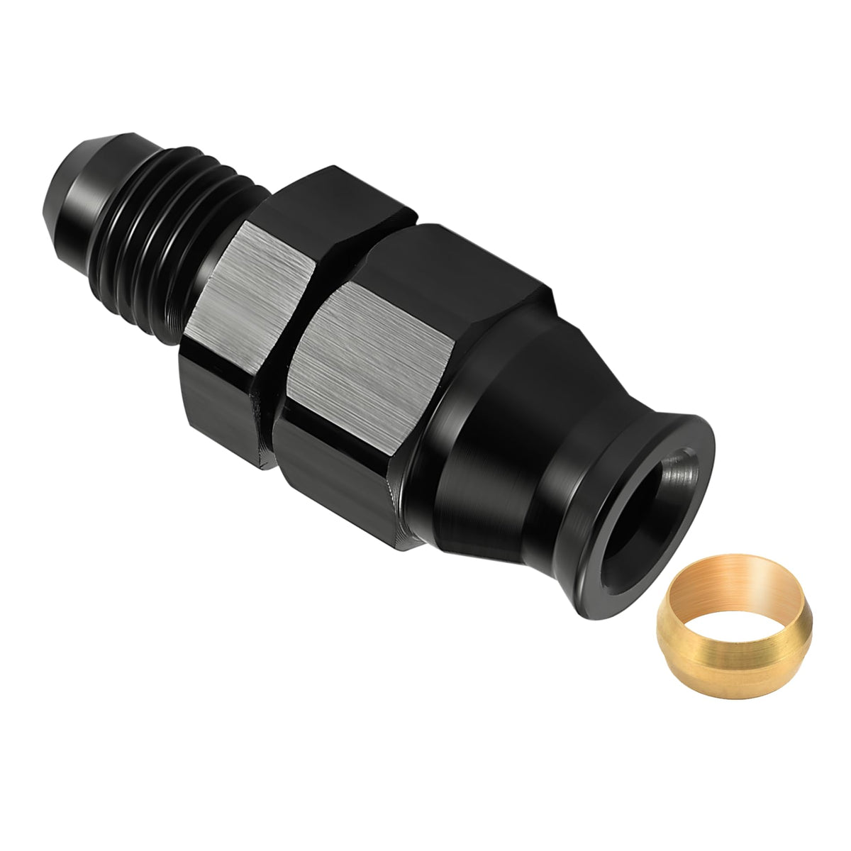 EVIL ENERGY 4AN Male to 1/4'' Hardline Compression Fitting Adapter Aluminum Black