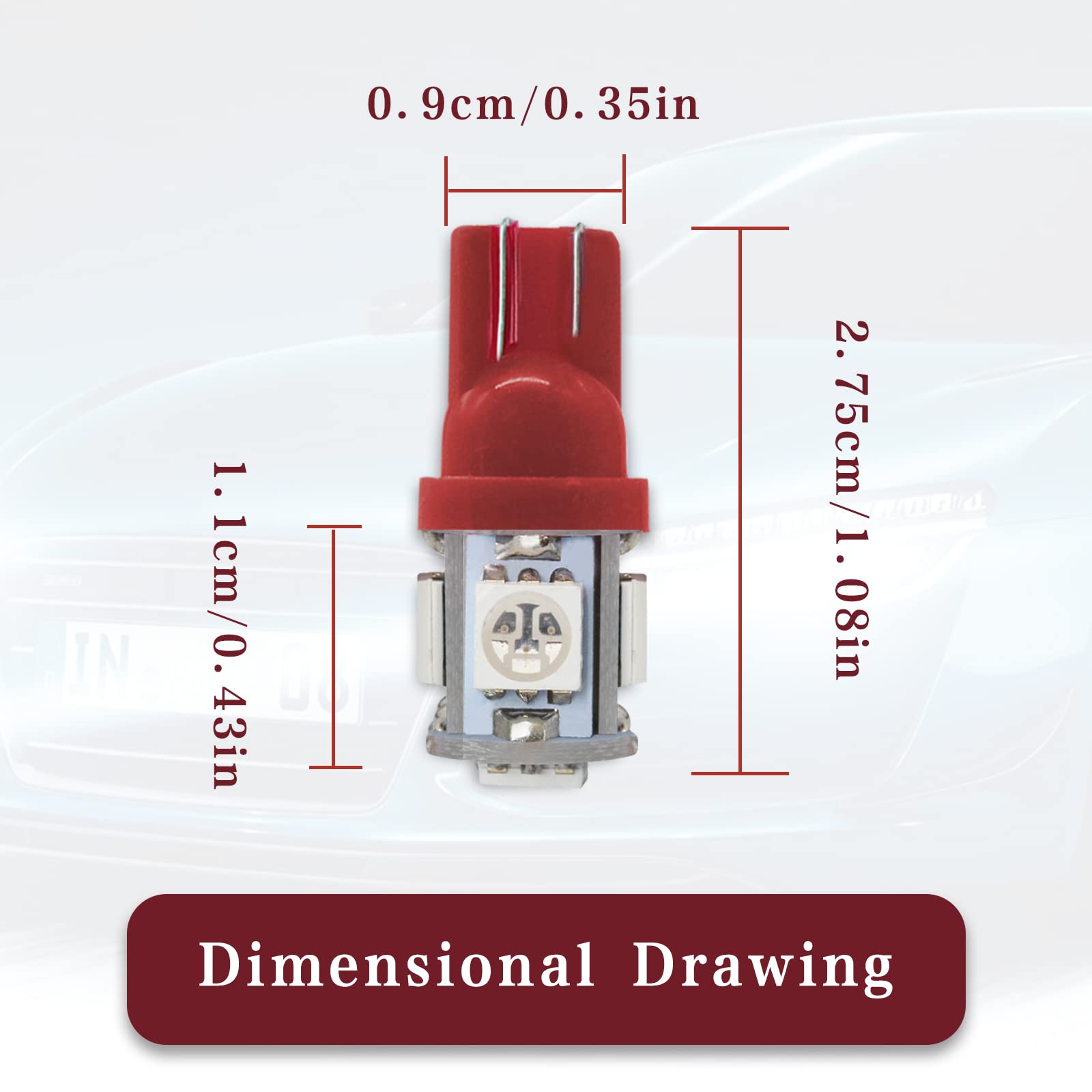 10Pcs 194 Led Light Bulb 6000K Wedge T10 Led Bulb 5Smd 5050 Chips, 168 T10 2825 5Smd Dc 12V Replacement Bulbs For Car Dome Map D