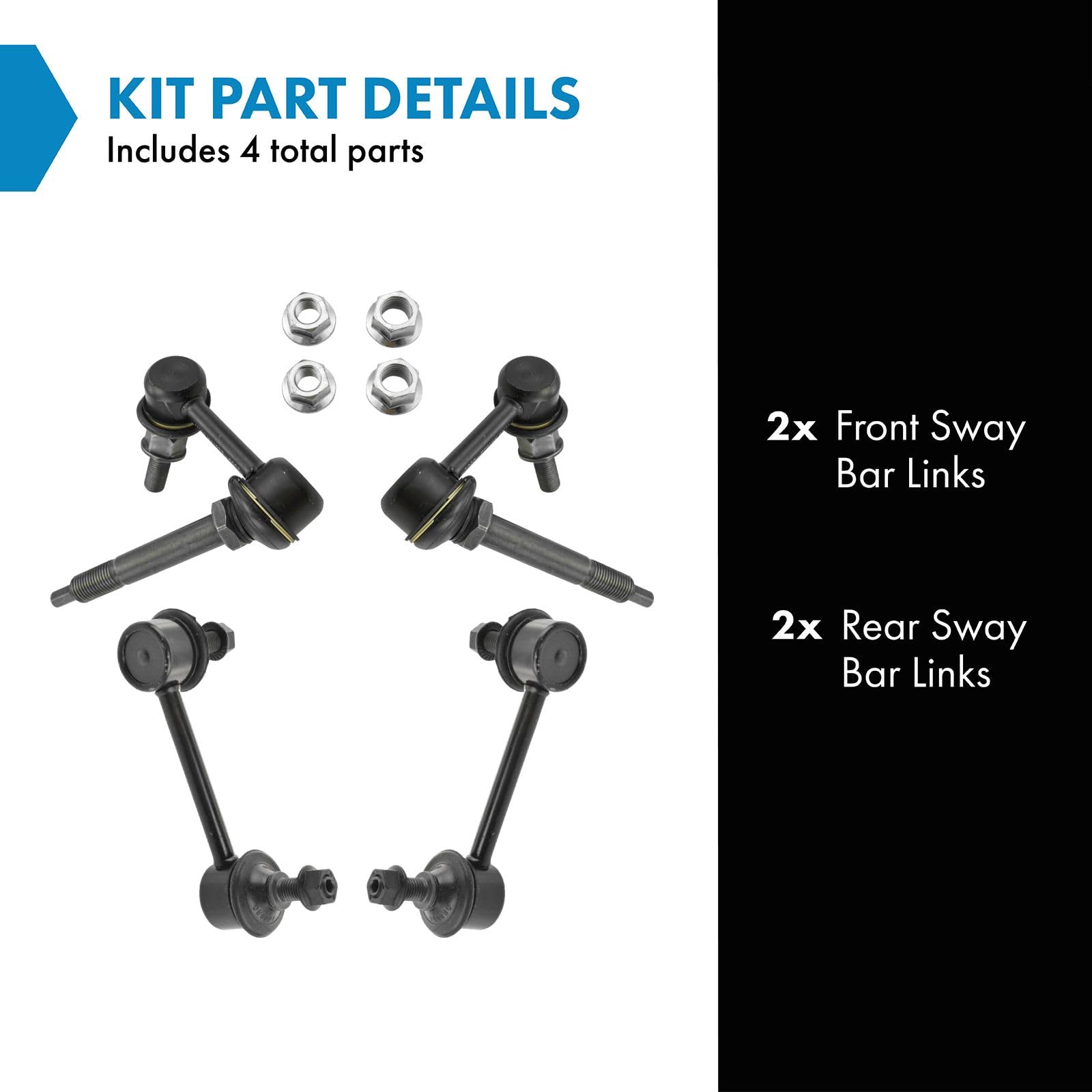 Trq Front & Rear Sway Bar Stabilizer Link Set Compatible With 2008-2012 Infiniti Ex35 2013 Ex37 2011-2012 G25 2007-2008 G35 2008