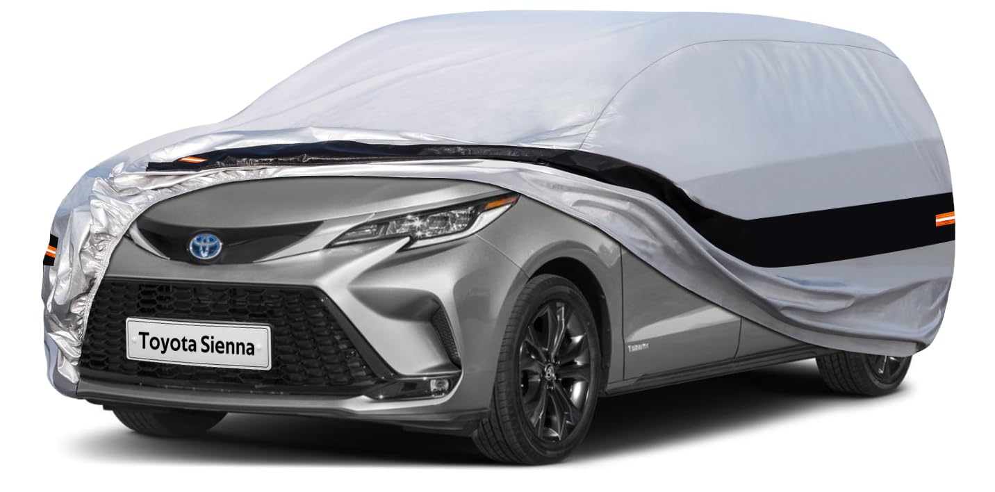 Holthly 10 Layers Minivan Car Cover Custom Fit for Toyota Sienna (1997-2024) Waterproof All Weather for Automobiles, Outdoor Ful