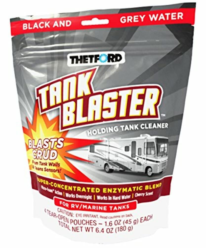 Thetford Tank Blaster - Level Sensor Cleaner - Black & Grey Waste Water Holding Tanks & Portable Tanks Cleaner - 4 X 1.6 Oz Packets Thetford - 96527,White