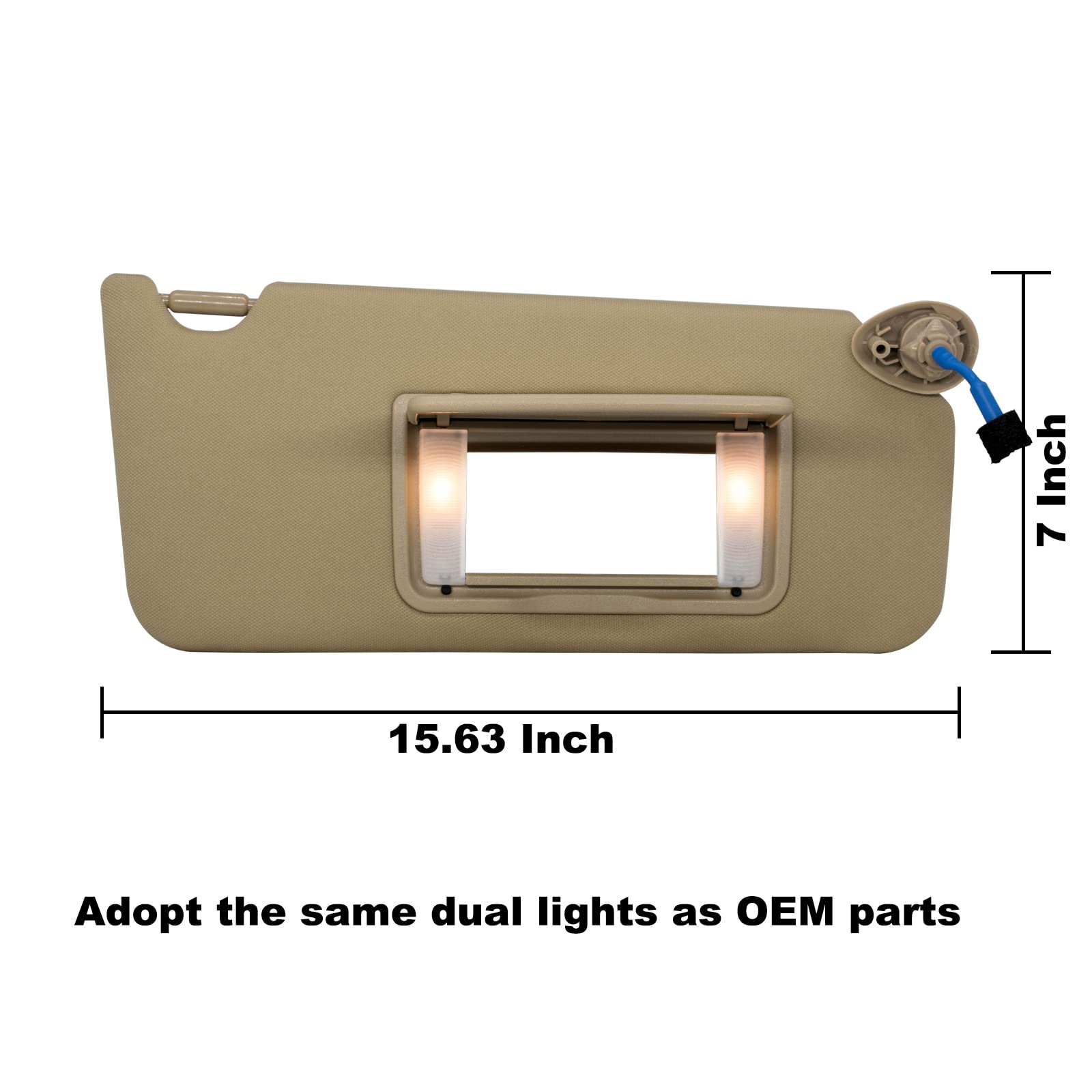 Passenger Right Sun Visor Compatible With Honda Accord 2008 2009 2010 2011 2012 2013 2014 2015 2016 With Light Oem :83230Ta0A91Zb (Beige)