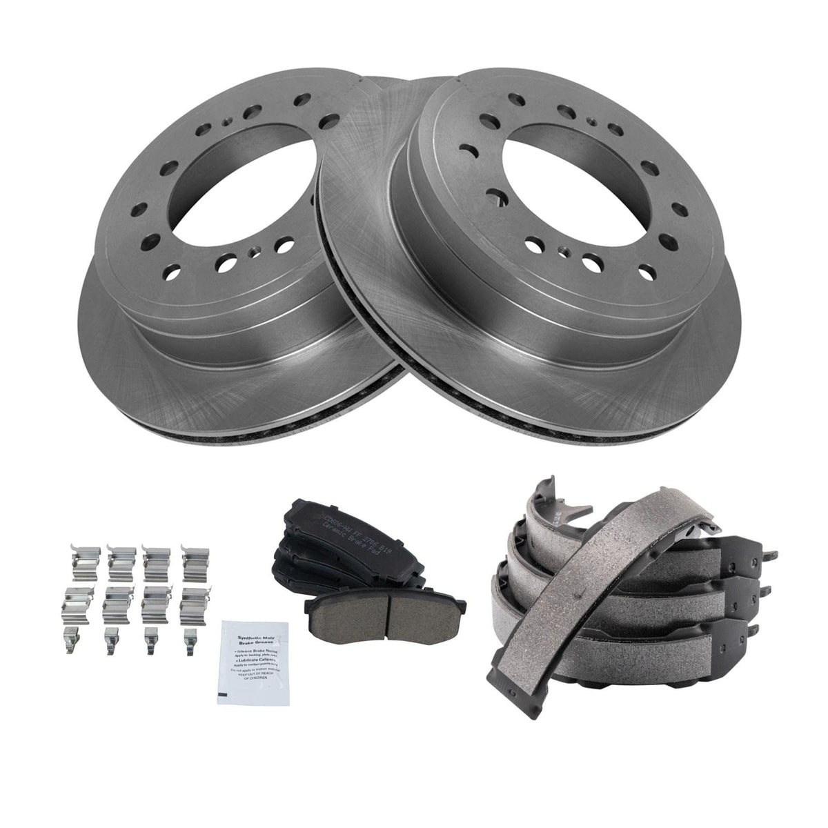 Trq Rear Brake Pad & Rotor Kit Brake Pads Brake Rotor Parking Brake Shoe Set Ceramic Compatible With 2010-2022 Lexus Gx460 Toyot