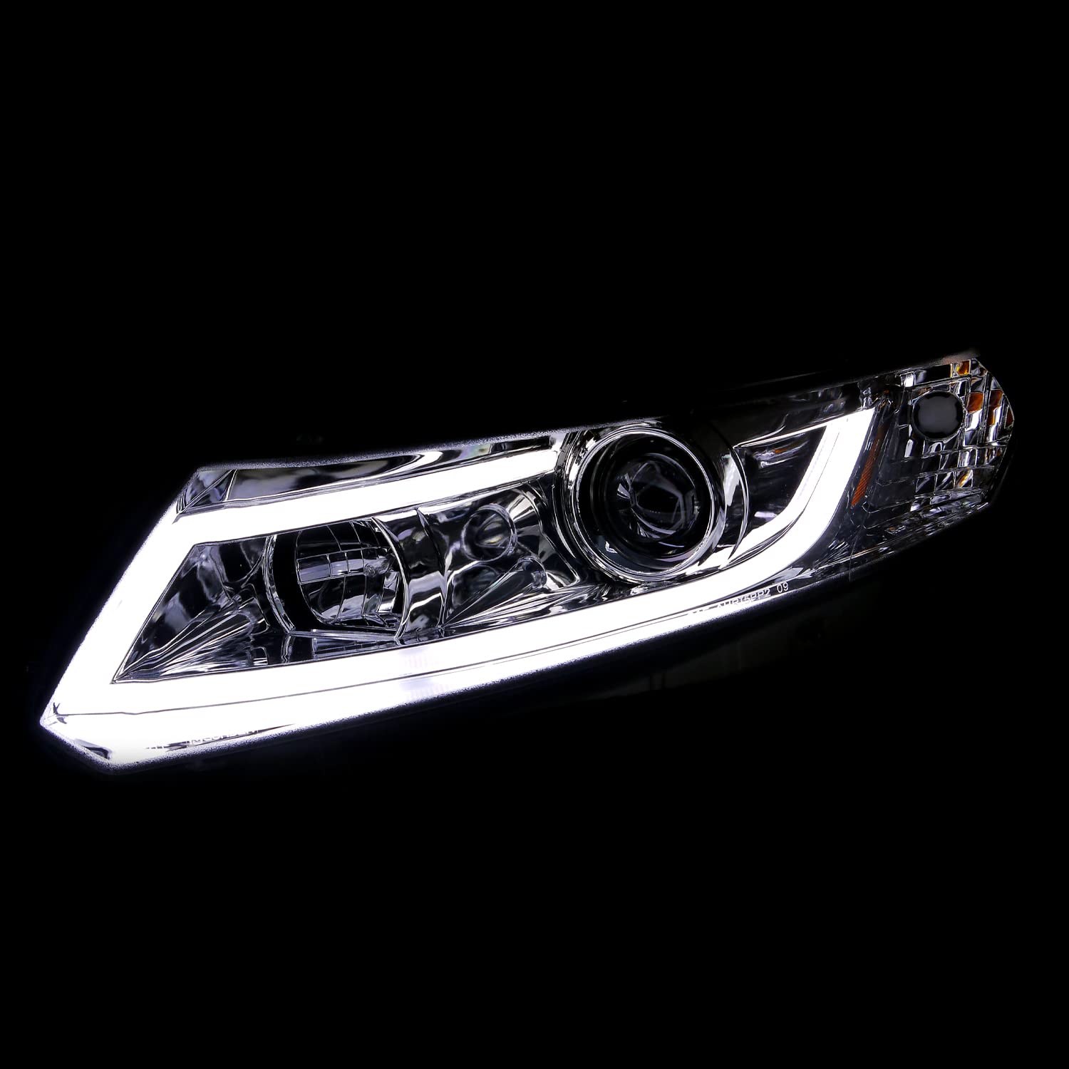 Spec-D Tuning Chrome Housing Clear Lens Projector Headlights W/New Led Light Bar Compatible With 2012-2015 Honda Civic 4Dr Sedan, 2012-2013 Honda Civic 2Dr Coupe Left + Right Pair Headlamps Assembly