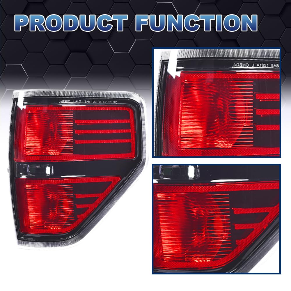 Pit66 Tail Lights Rear Light Lamp Assembly, Compatible With 2009 2010 2011 2012 2013 2014 Ford F150, Pickup Svt Rear Assembly, 1
