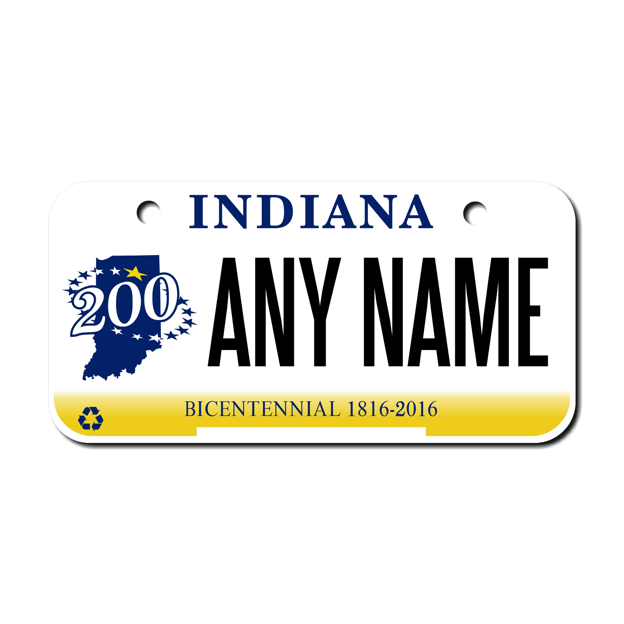 Teamlogo Personalized Indiana License Plate - Sizes For Kid 'S Bikes, Cars, Trucks, Cart, Key Rings Version 2 (3 '' X 6 '' Alumi