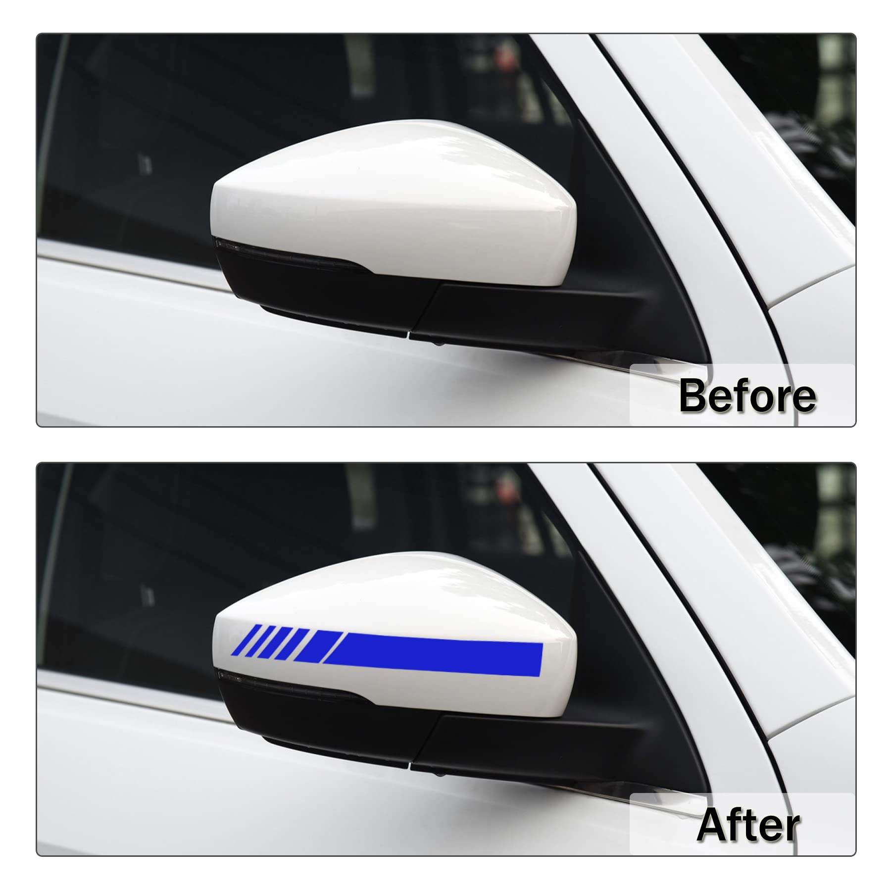 SINGARO Car Rear View Mirror Stickers Decor Car Body Sticker Vinyl 4pcs (Blue)