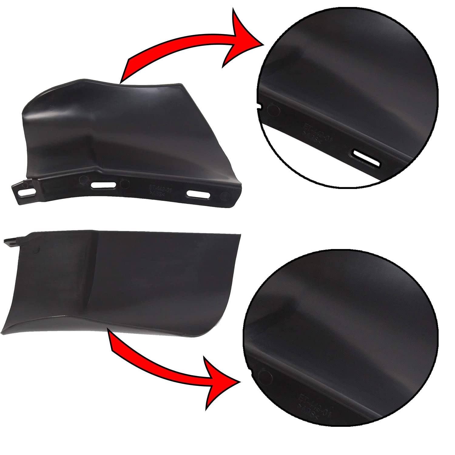 ECOTRIC Rear Bumper Quarter Panel Fillers Kit Compatible with 1986-1990 Chevy Caprice/Impala ABS plastic Black