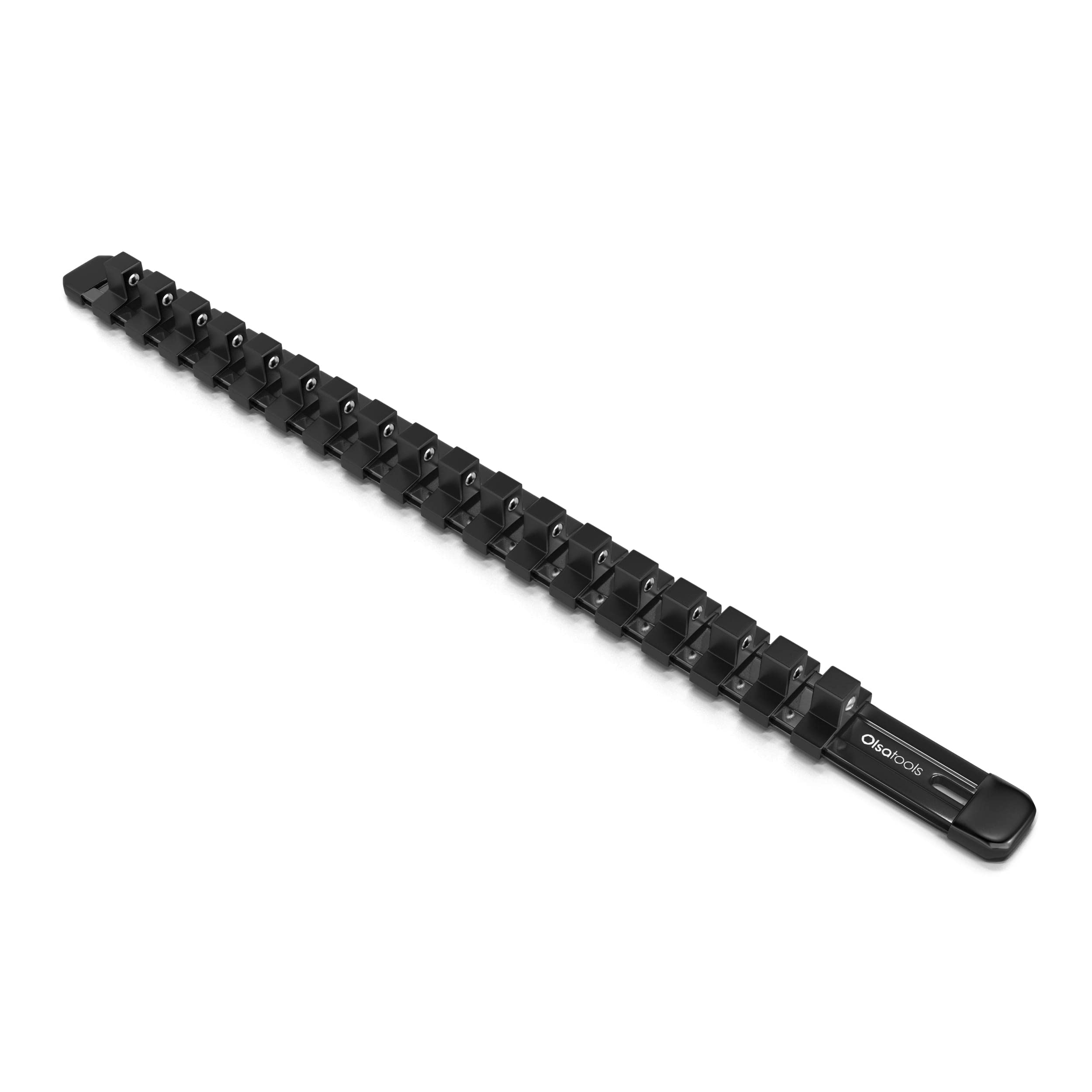 Olsa Tools Socket Organizer (3/8-Inch Drive, Black) - Socket Organizers for Mechanics - Socket Holder and Socket Rail - Holds 18