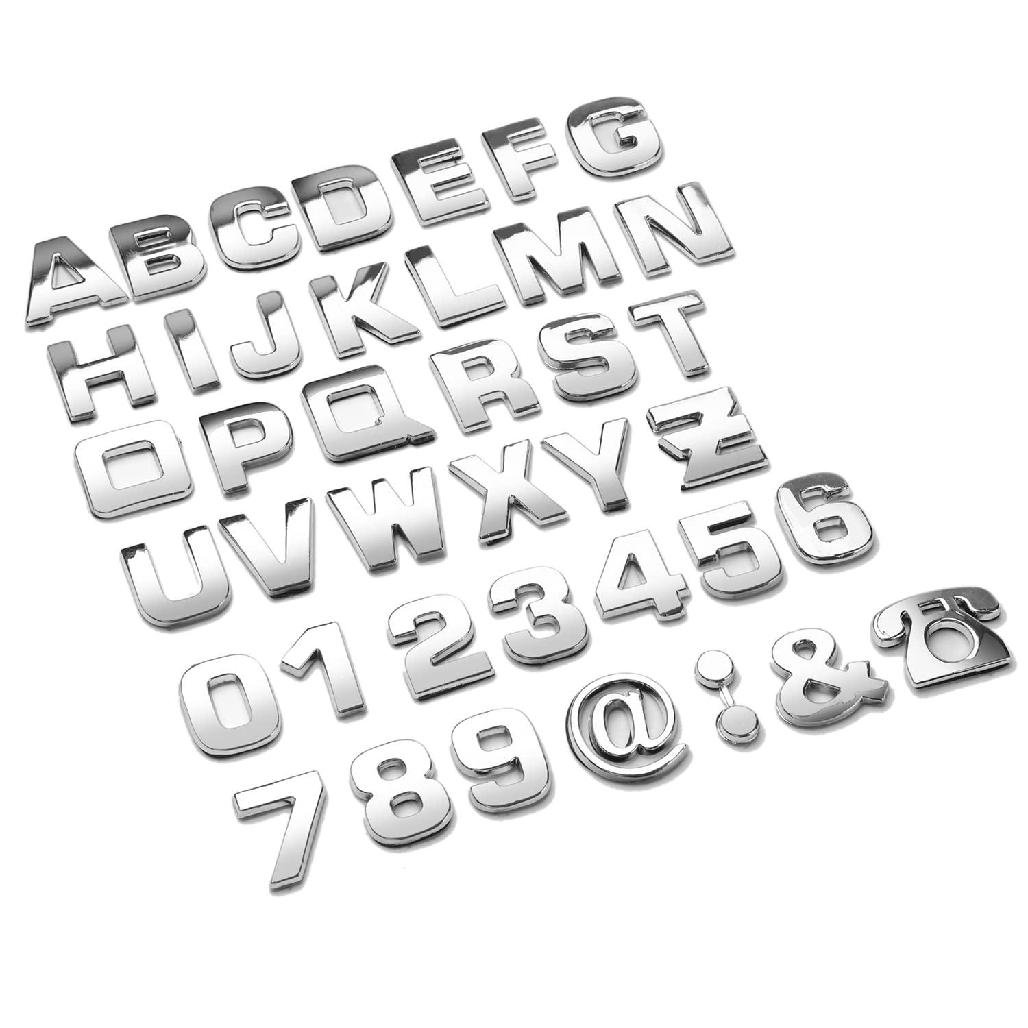 Lamoutor 43Pcs Car Emblem Letters Sticker Diy 3D Chrome Number Symbol Badge Decal