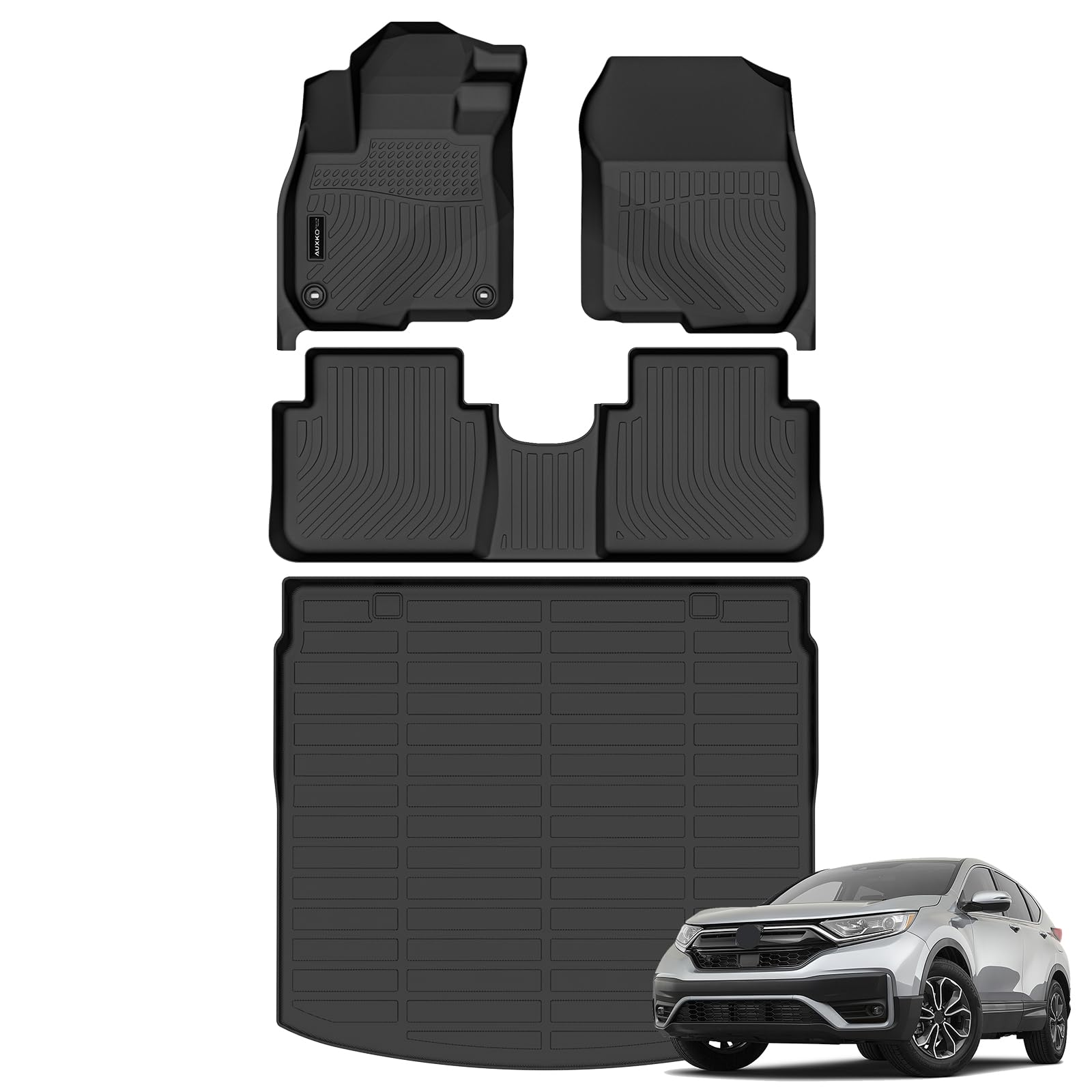 Auxko All Weather Floor Mats Upper Cargo Mat Fit for Honda CR-V 2017-2022 (Include Hybrid) TPE Liners Accessories All Season Gua