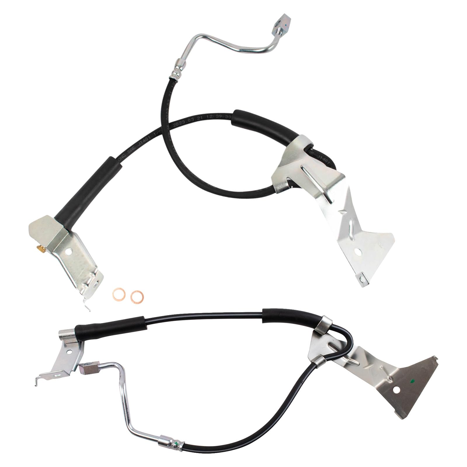 Trq Front Brake Hose Set Compatible With 2005-2007 Ford F-250 Super Duty F-350 Super Duty