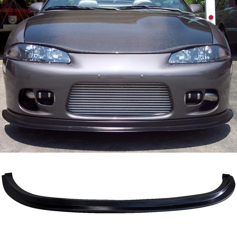 Front Bumper Lip Compatible with 1997-1999 Mitsubishi Eclipse, DS Style PU Black Front Lip Spoiler Splitter by IKON MOTORSPORTS, 1998