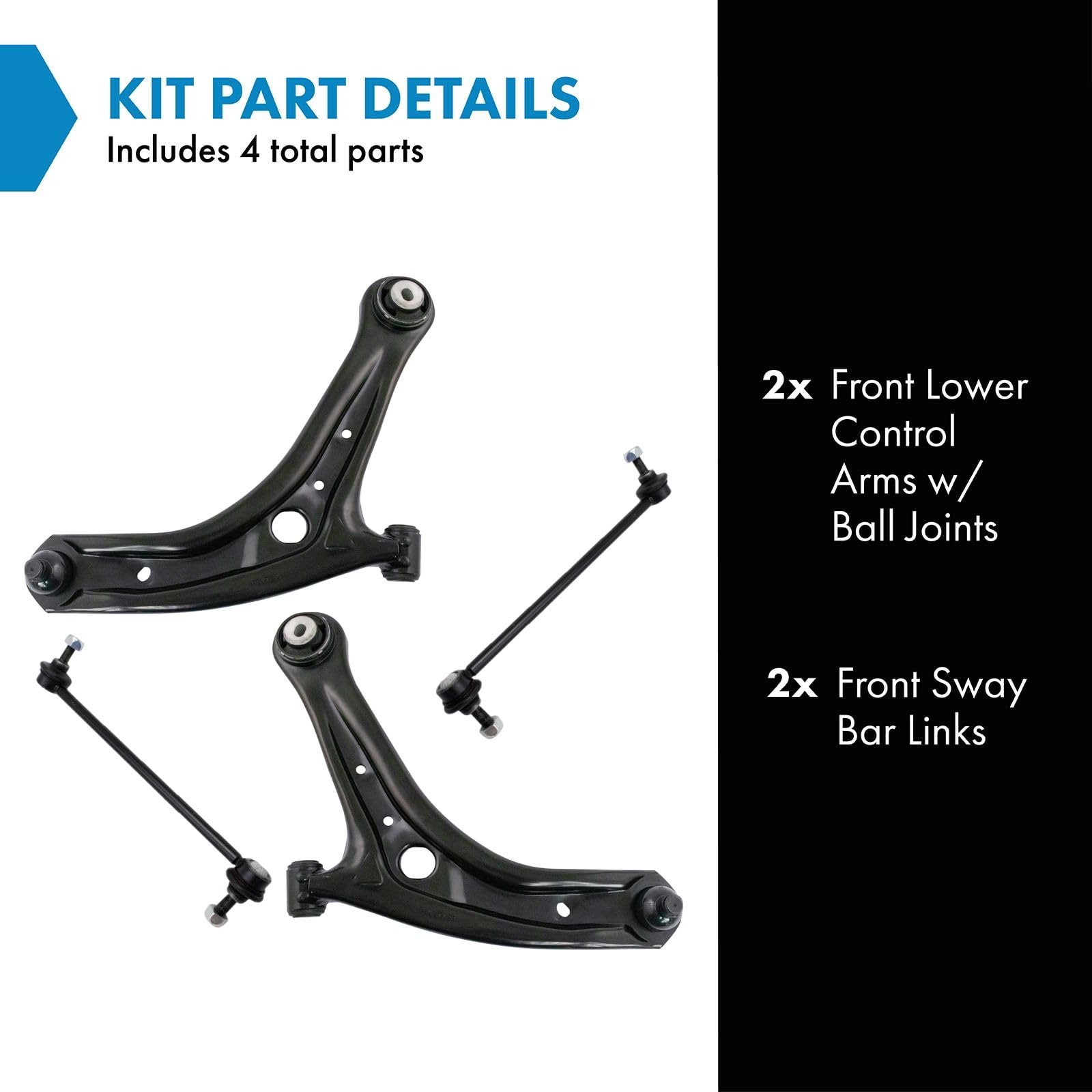Trq Front Suspension Kit Control Arm With Ball Joint Sway Bar Stabilizer Link Compatible With 2011-2019 Ford Fiesta