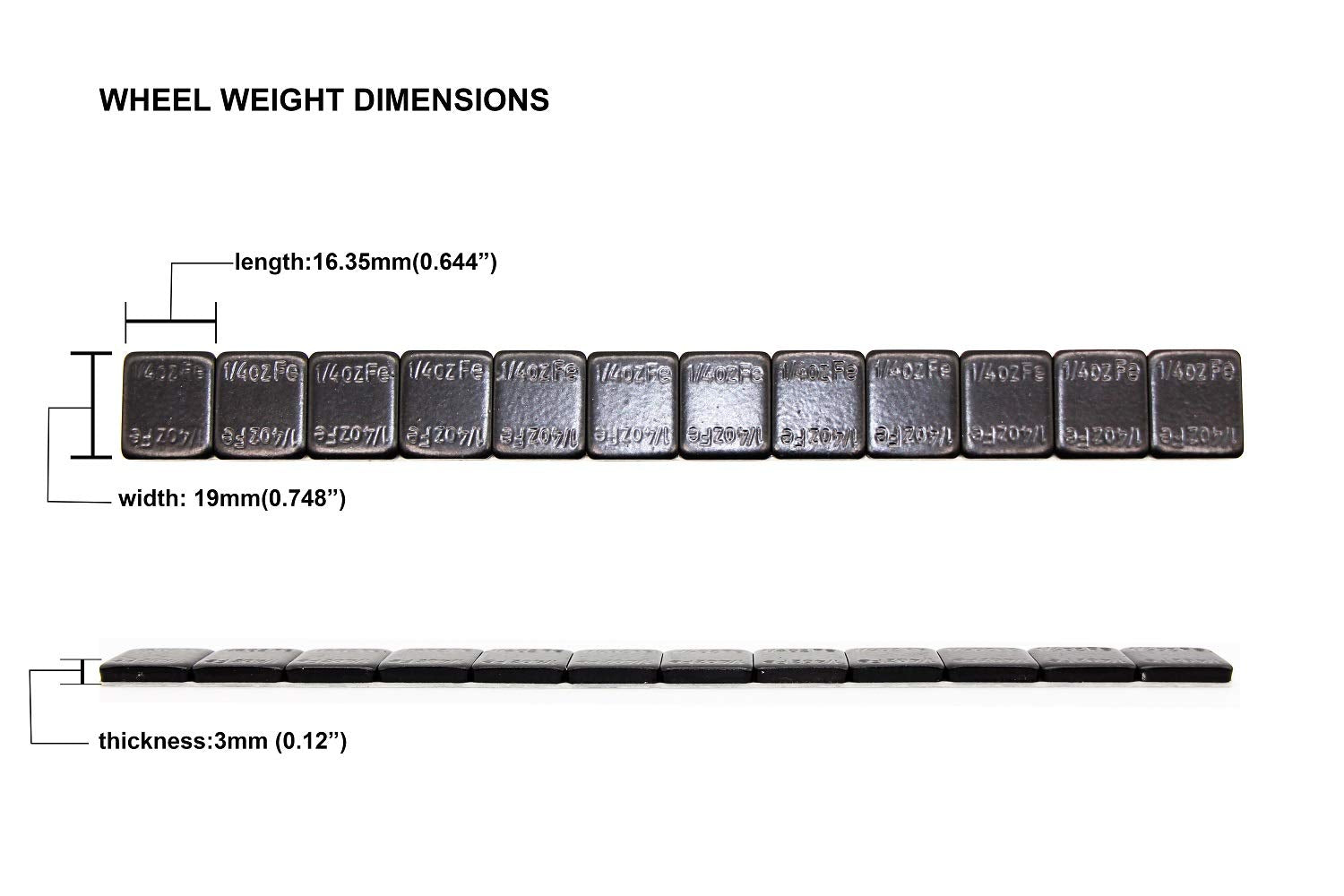 Accretion 48Pcs 1/4 Oz, 0.25Oz Black Adhesive Backed Wheel Weights (12 Oz Pack)