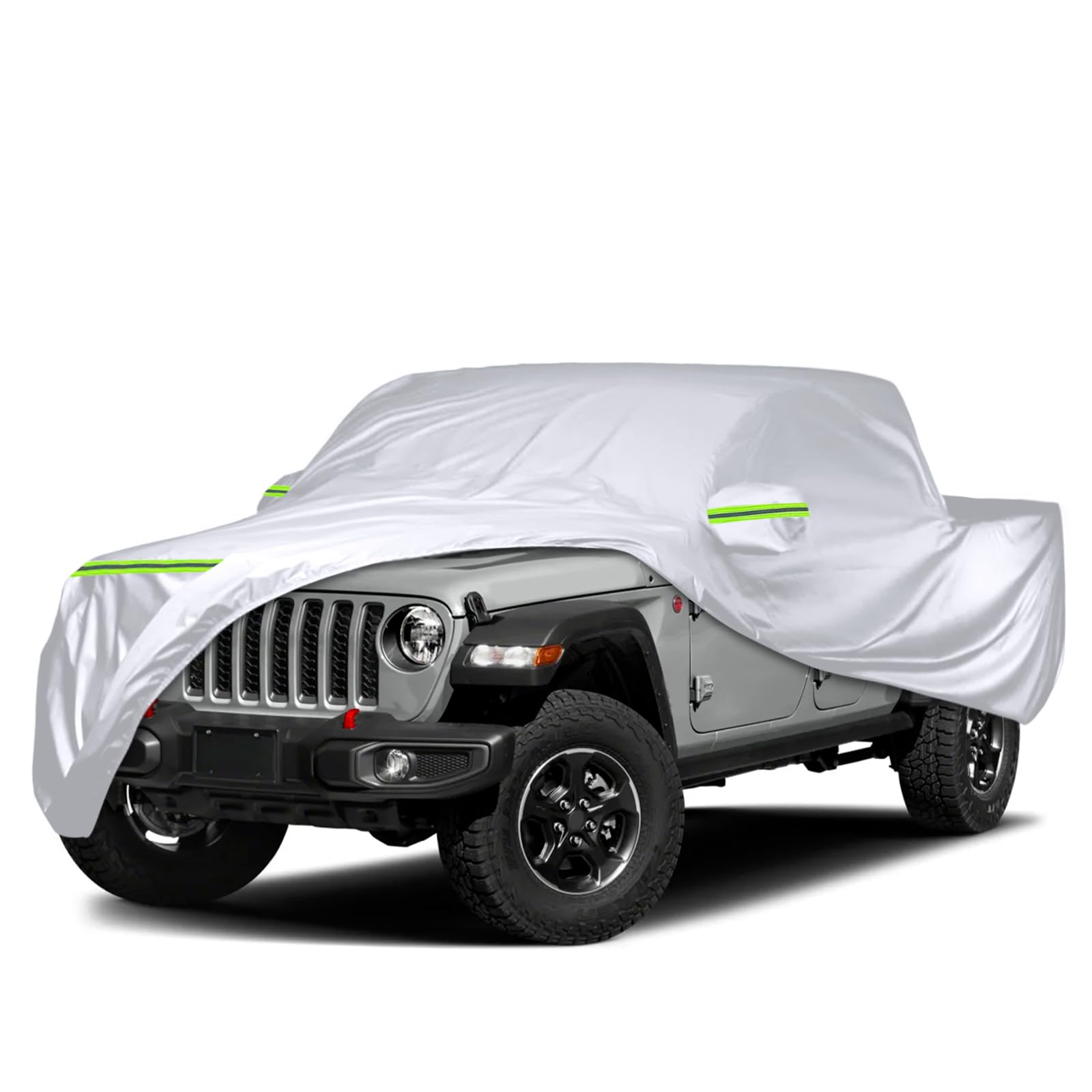 Waterproof Car Covers Replace For 2019-2025 Jeep Gladiator, 6 Layers Silver All Weather Custom-Fit Car Cover With Zipper Door &