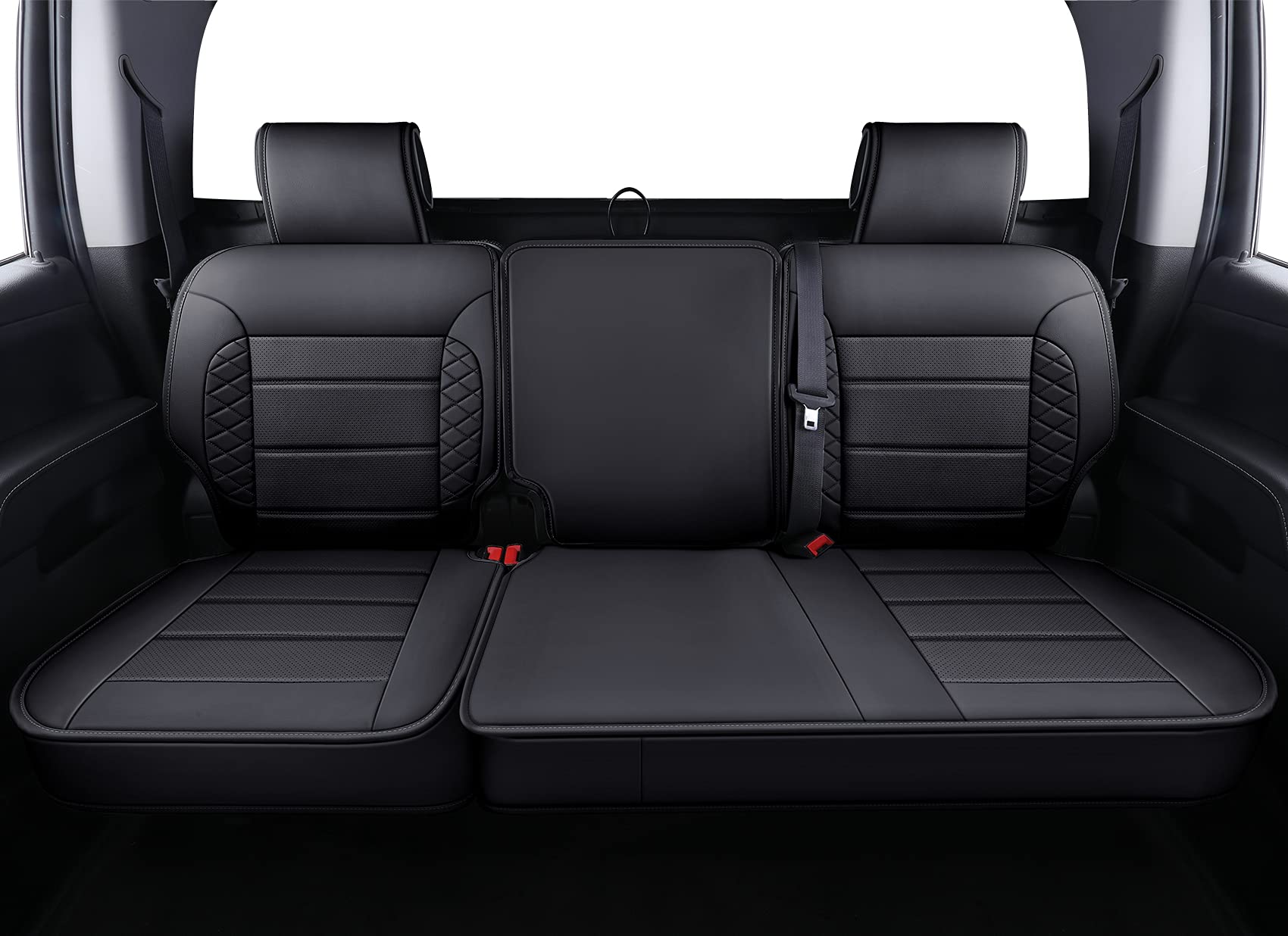 Luckyman Club D04-S2-3 Silverado Seat Covers, Fit For 2007-2013 Chevy Silverado Gmc Sierra 1500 2007-2014 2500/3500 Hd Crew Cab With Water Proof Faux Leather(Full Set, Black)