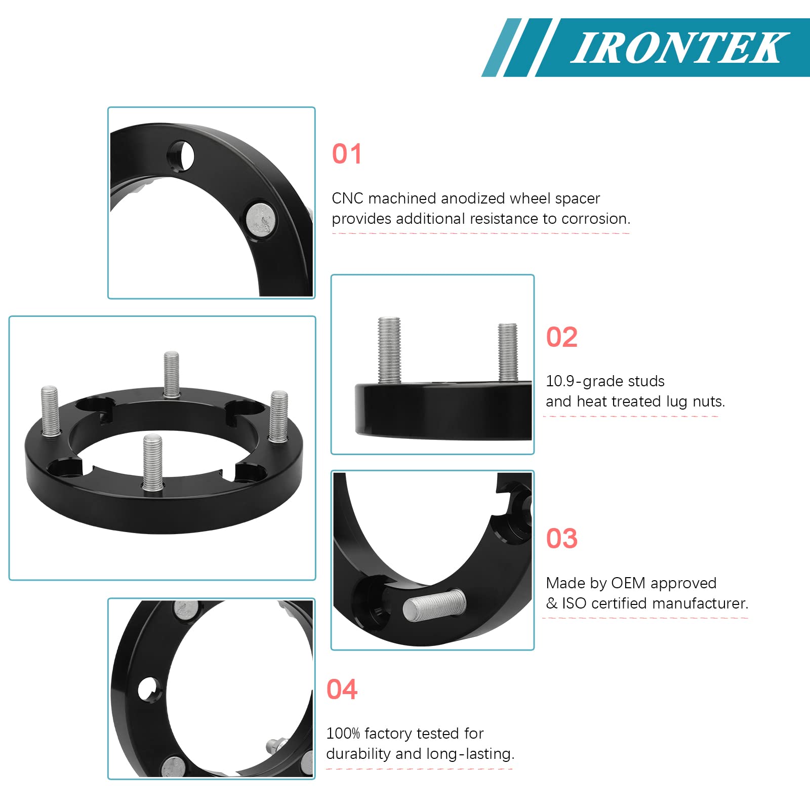 Irontek 4X156Mm Atv Wheel Spacers 1'(25Mm) Thickness With 12X1.5 Studs 131Mm Hub Bore Fit For Polaris Sportsman 400 500 600 700 800 Atv Utv Rzr