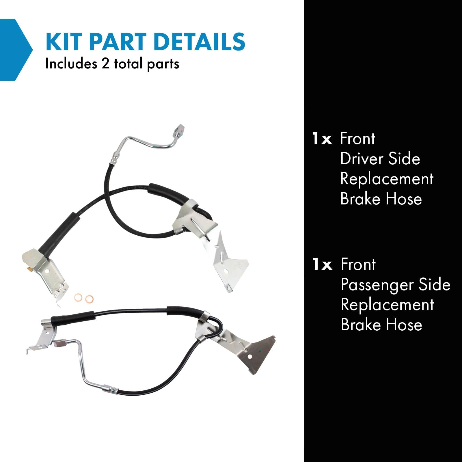 Trq Front Brake Hose Set Compatible With 2005-2007 Ford F-250 Super Duty F-350 Super Duty