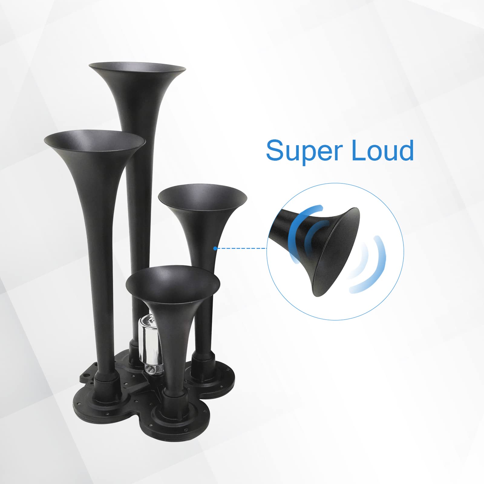 150Db 4 Trumpet Train Horns Kit Super Loud Air Horn With 150 Psi 12V Air Compressor Air Horn Compressor Tank For Any Vehicle Tru