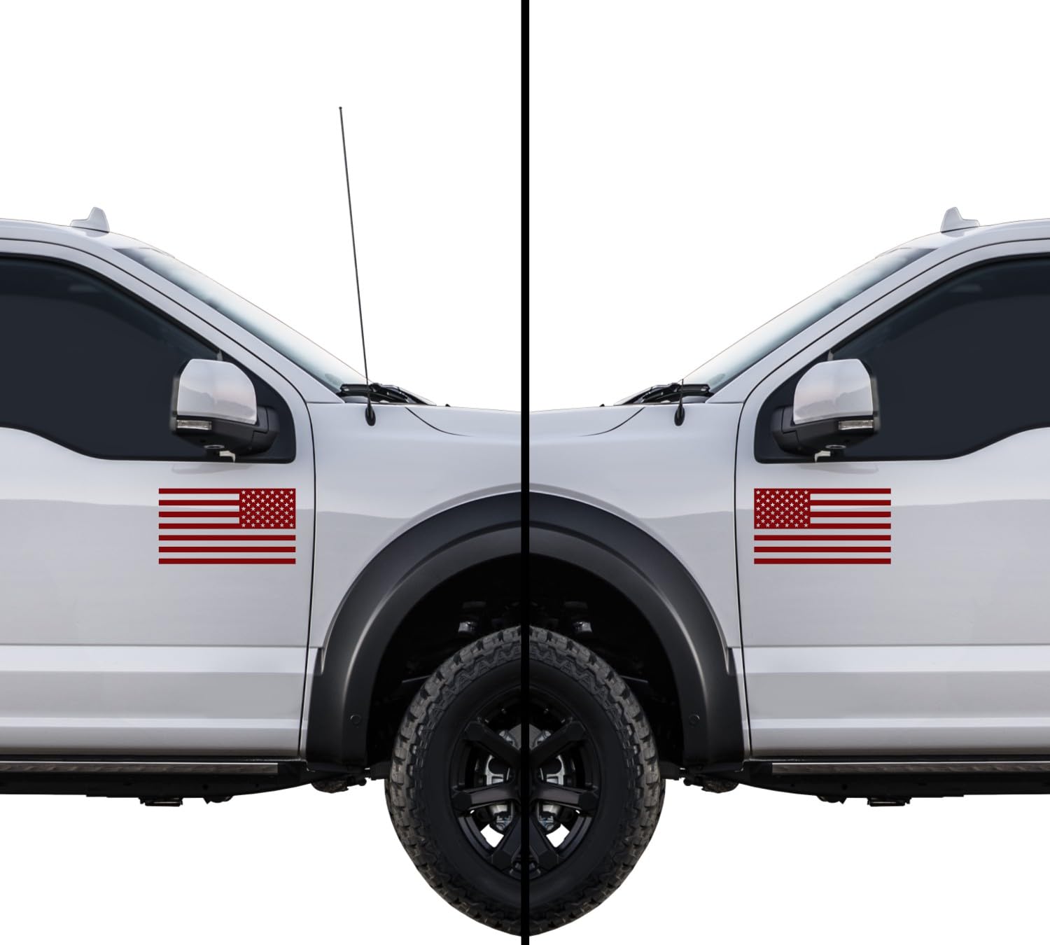 American Us Flag [Pick Color/Size] Vinyl Decal Sticker For Laptop/Car/Truck/Window/Bumper (18In Subdued Pair, Matte Maroon)