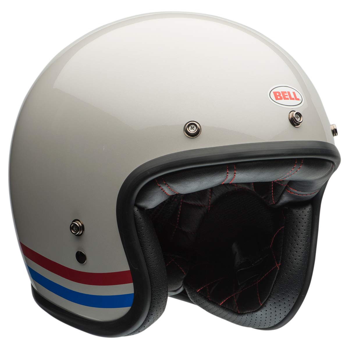 Bell Custom 500 Open-Face Motorcycle Helmet (Stripes Pearl White - Small)